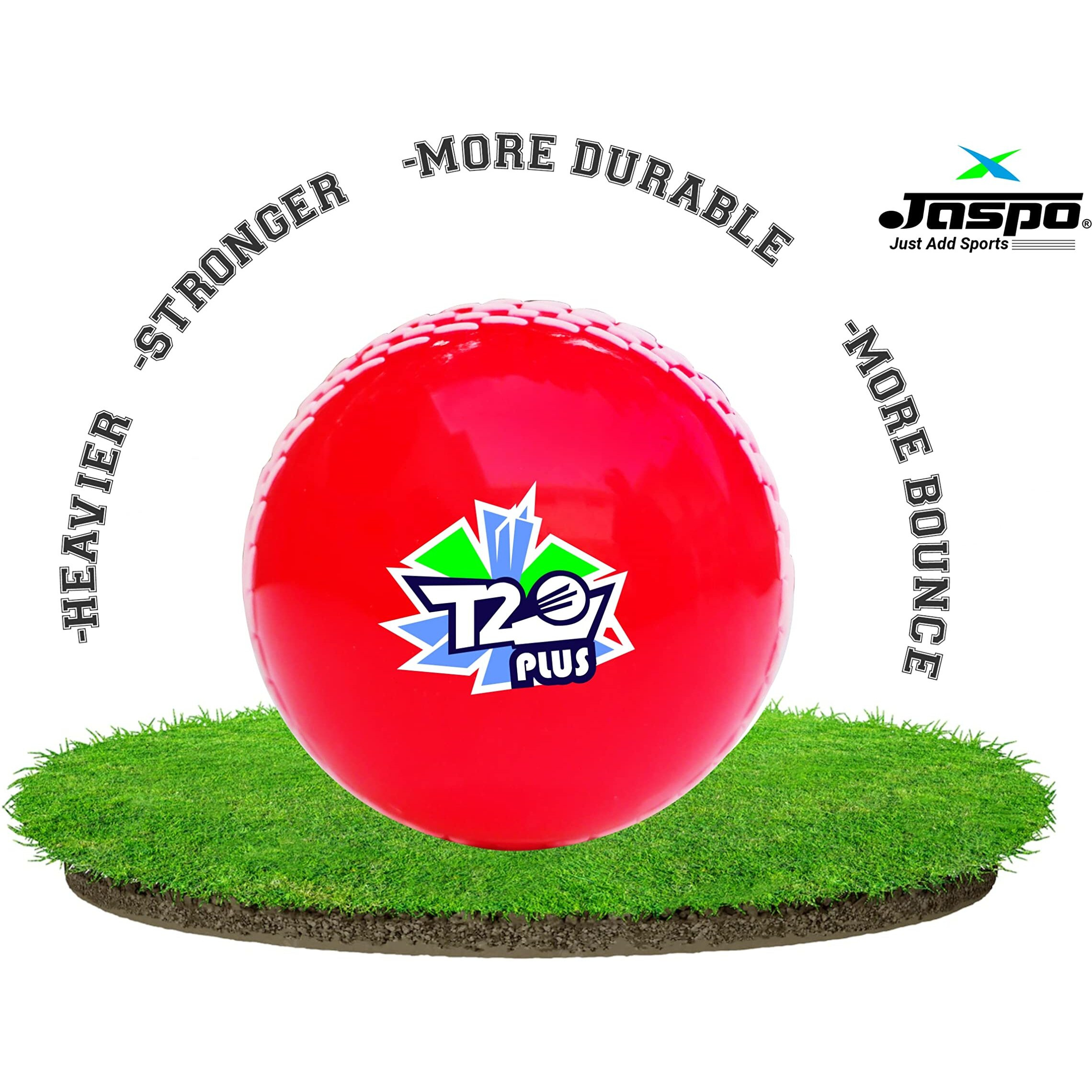 jaspo T20 Plus Practice Cricket Balls (Pack of 3) for Indoor & Outdoor Play,Weight 120-125 GM (Approx), Colour Red, Synthetic Rubber Material