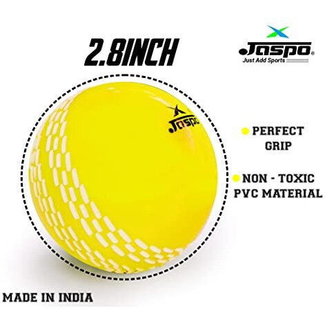 jaspo T20 Plus Practice Cricket Balls (Pack of 3) for Indoor & Outdoor Play,Weight 125-1 30 GMS, Colour Yellow, Synthetic Rubber Material