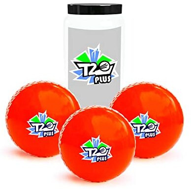 jaspo Synthetic T-20 Plus Practice Cricket Ball/Wind Balls (125-130 Gms) For - Indoor & Outdoor Street & Beach Cricket (Pack Of 3) (Orange)
