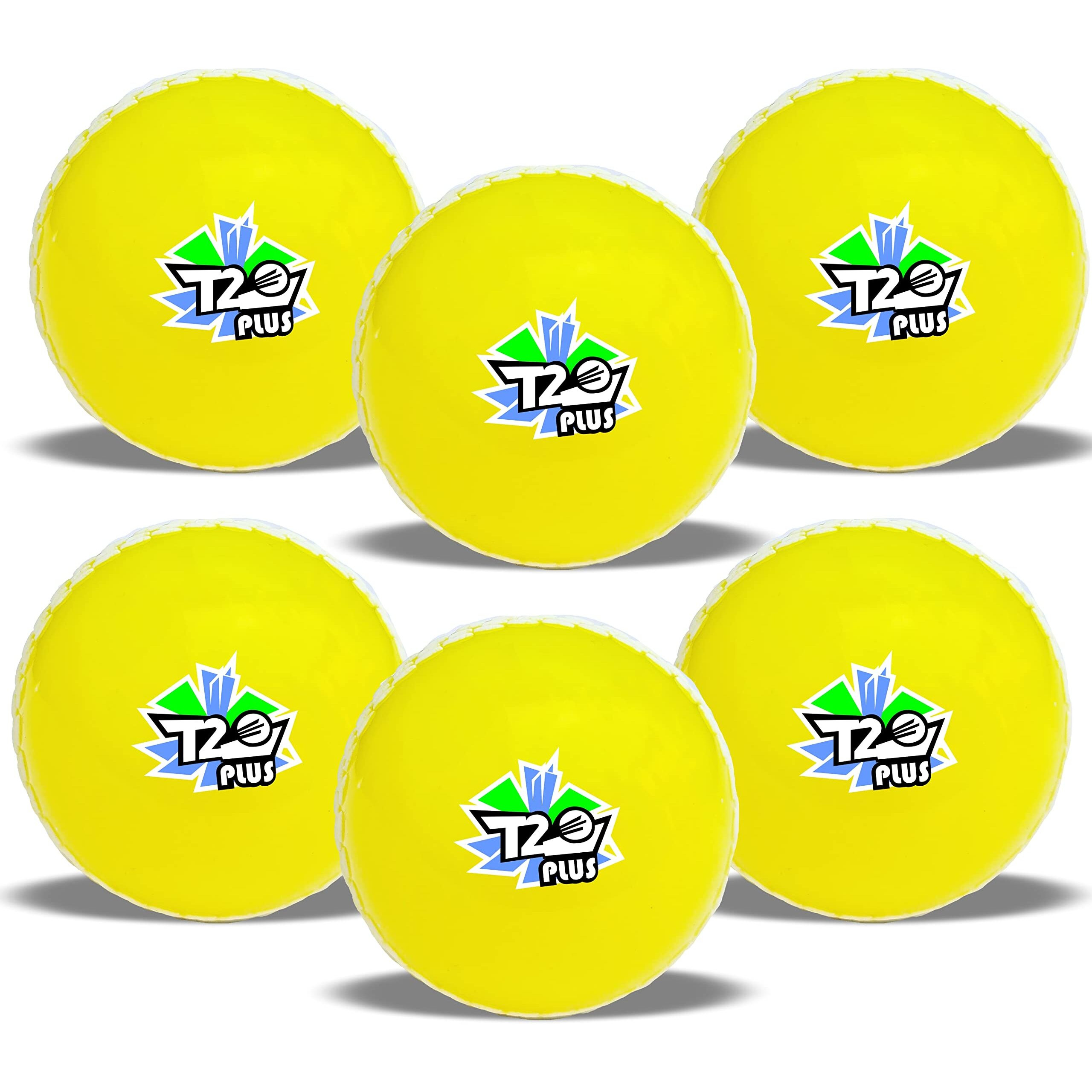 jaspo Synthetic Rubber T-20 Plus Practice Cricket Ball/Wind Balls (125-130 Gms) For - Indoor & Outdoor Street & Beach Cricket (Pack Of 6) (Yellow)