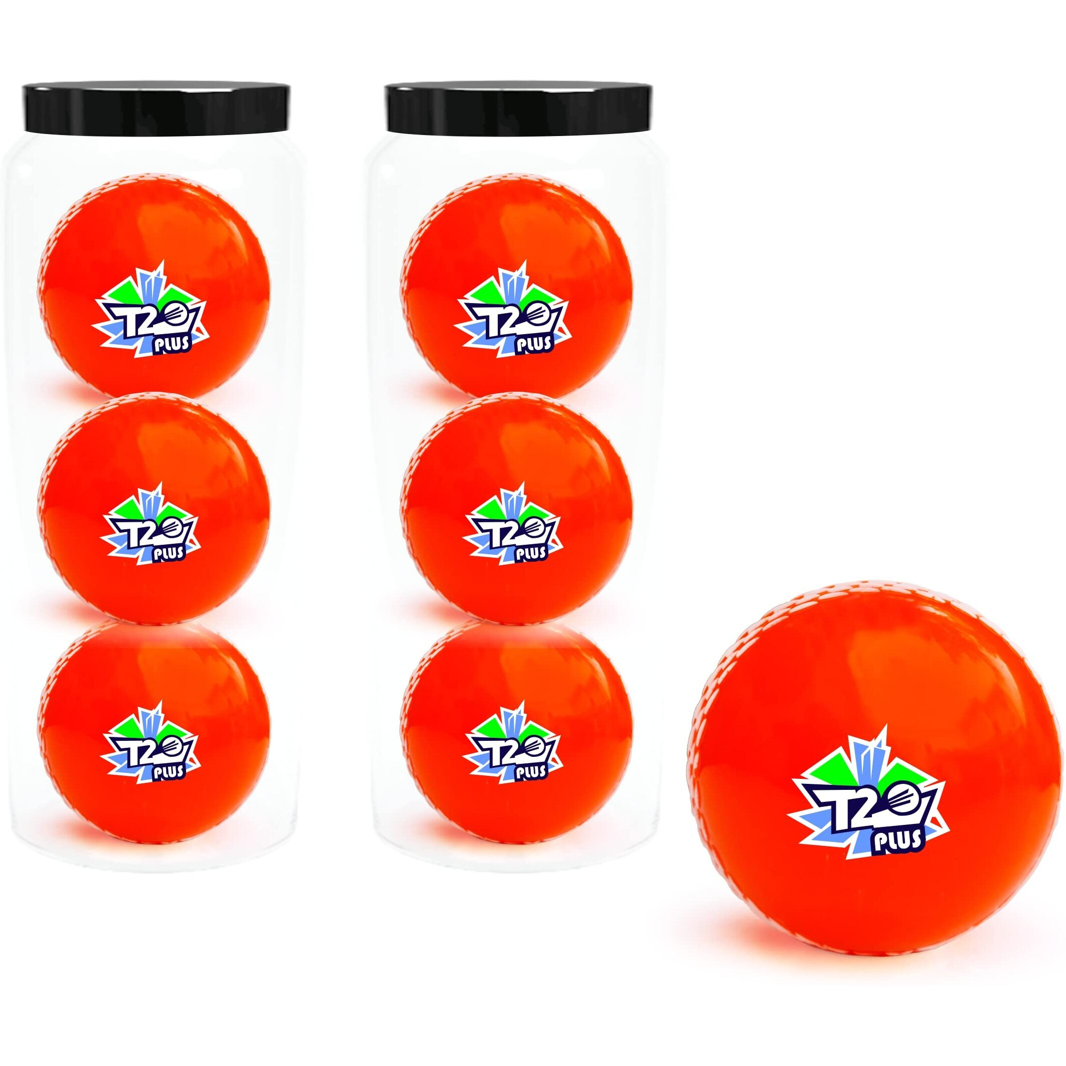 jaspo T-20 Plus Practice Cricket Ball/Wind Balls (125-130 GMS) for - Indoor & Outdoor Street & Beach Cricket (Pack of 6) (Orange)