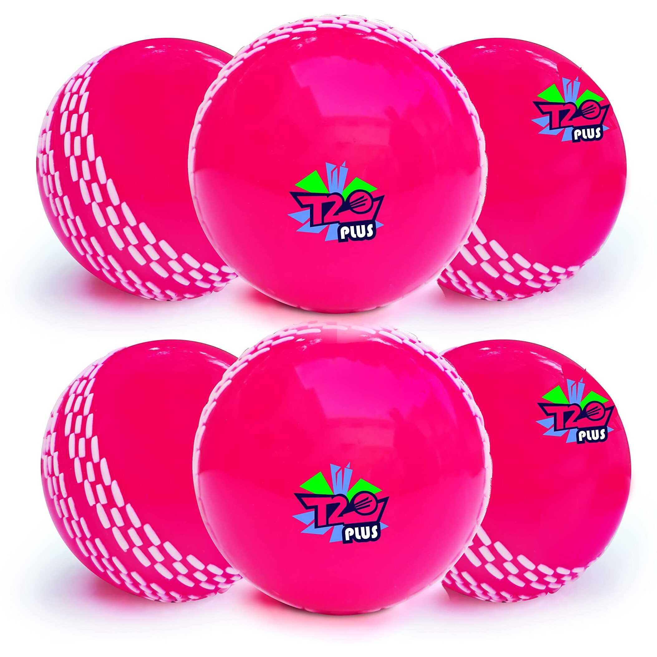 jaspo Synthetic Rubber T-20 Plus Practice Cricket Ball/Wind Balls (125-130 Gms) For - Indoor & Outdoor Street & Beach Cricket (Pack Of 6) (Pink)