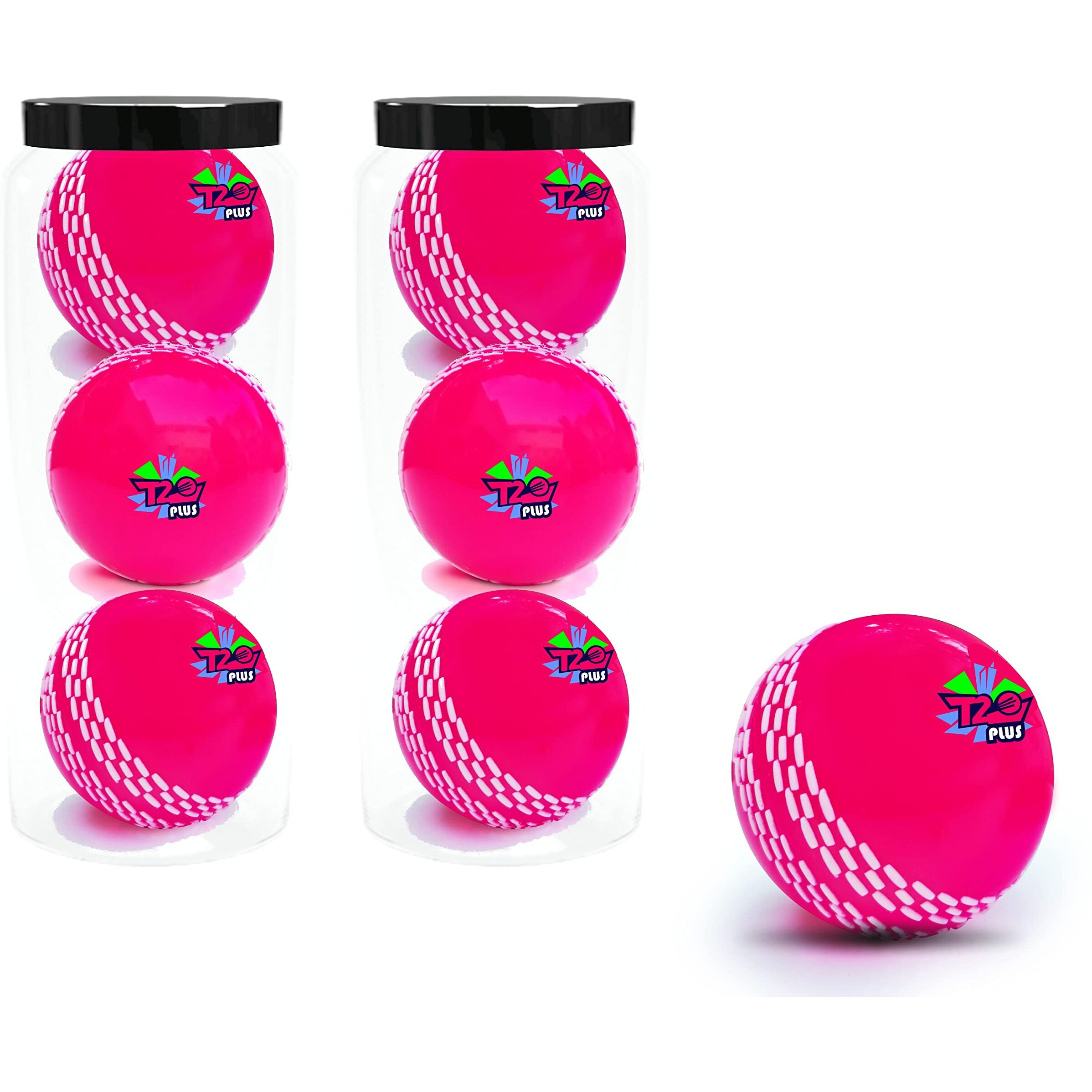 jaspo Synthetic Rubber T-20 Plus Practice Cricket Ball/Wind Balls (125-130 Gms) For - Indoor & Outdoor Street & Beach Cricket (Pack Of 6) (Pink)