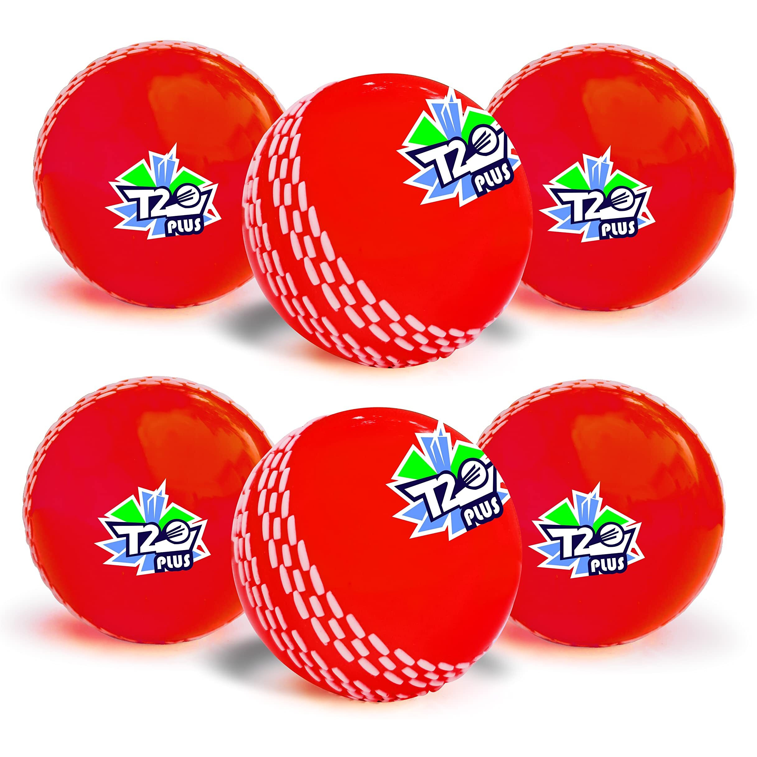 jaspo Synthetic Rubber T-20 Plus Practice Cricket Ball/Wind Balls (125-130 Gms) For - Indoor & Outdoor Street & Beach Cricket (Pack Of 6) (Red)