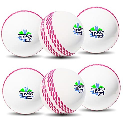 jaspo Synthetic T-20 Plus Practice Cricket Ball/Wind Balls (125-130 Gms) For - Indoor&Outdoor Street&Beach Cricket (Pack Of 6) (White)