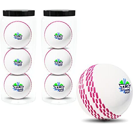 jaspo Synthetic T-20 Plus Practice Cricket Ball/Wind Balls (125-130 Gms) For - Indoor&Outdoor Street&Beach Cricket (Pack Of 6) (White)