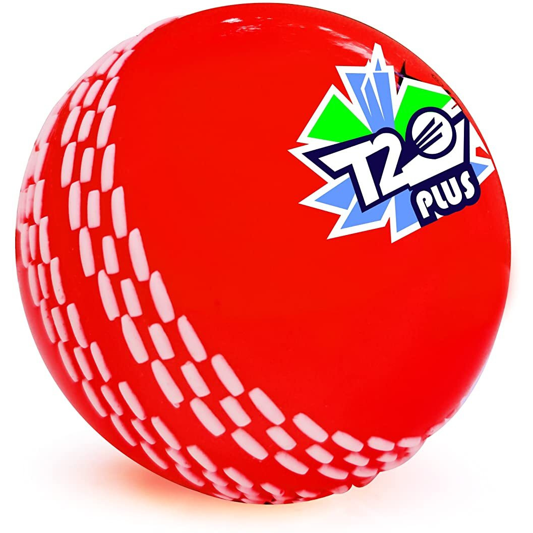 jaspo Synthetic Rubber T-20 Plus Practice Cricket Ball/Wind Balls (125-130 Gms) For - Indoor & Outdoor Street & Beach Cricket (Red)