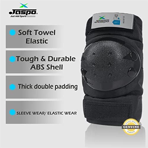 jaspo Plastron Saver 3 Professional Protective Set (Knee/Elbow/Wrist Guard) Multi Purpose Safety Kit for Skateboarding, Roller Skating, Inline Skating, Cycling and Other Sports (Small, Black)