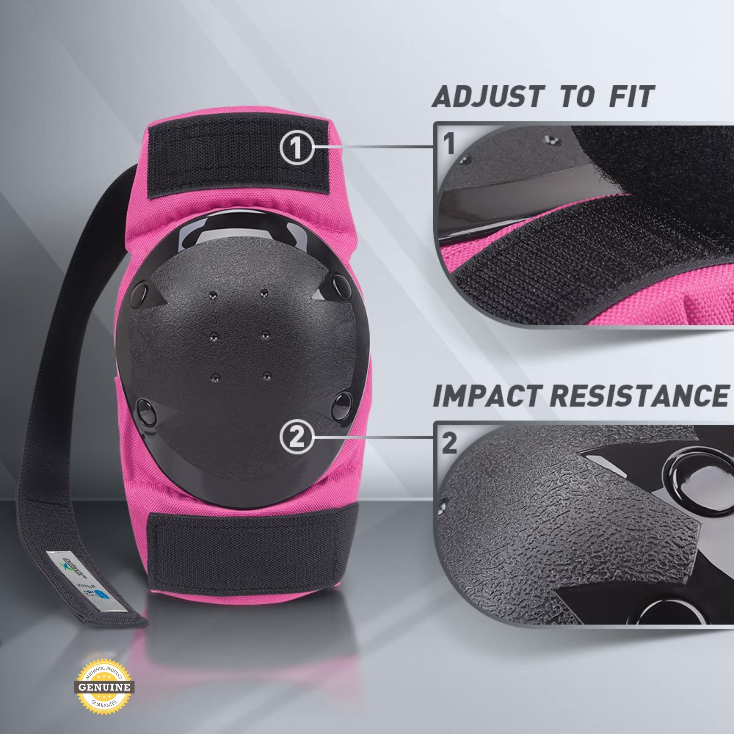 jaspo Plastron Saver 3 Professional Protective Set (Knee/Elbow/Wrist Guard) Multi Purpose Safety Kit for Skateboarding, Roller Skating, Inline Skating, Cycling and Other Sports (Small, Pink)