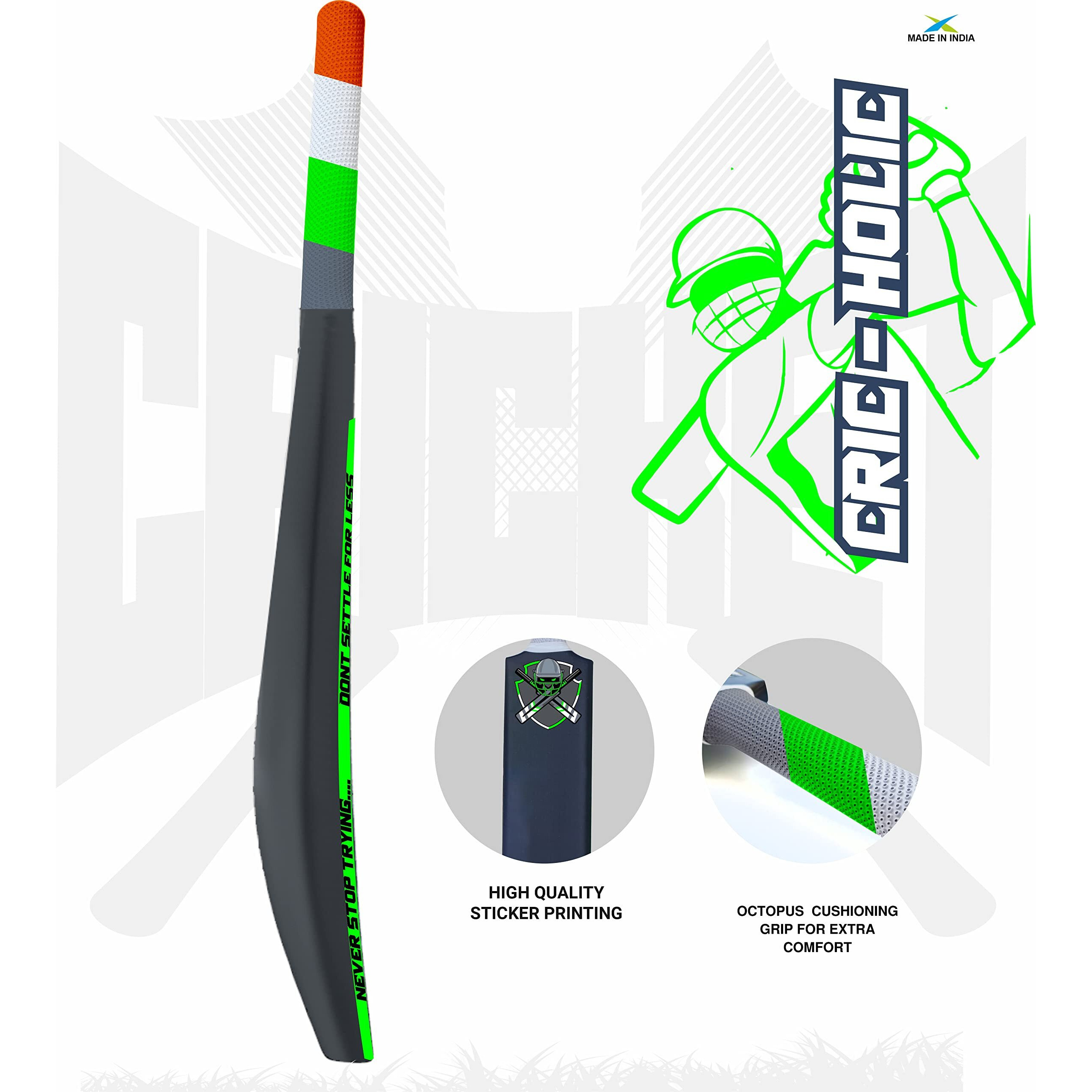 Jaspo Plastic Cricket Full Size Bat (34 X 4.5 inch) for All Age Groups (CRIC-Holic BAT)