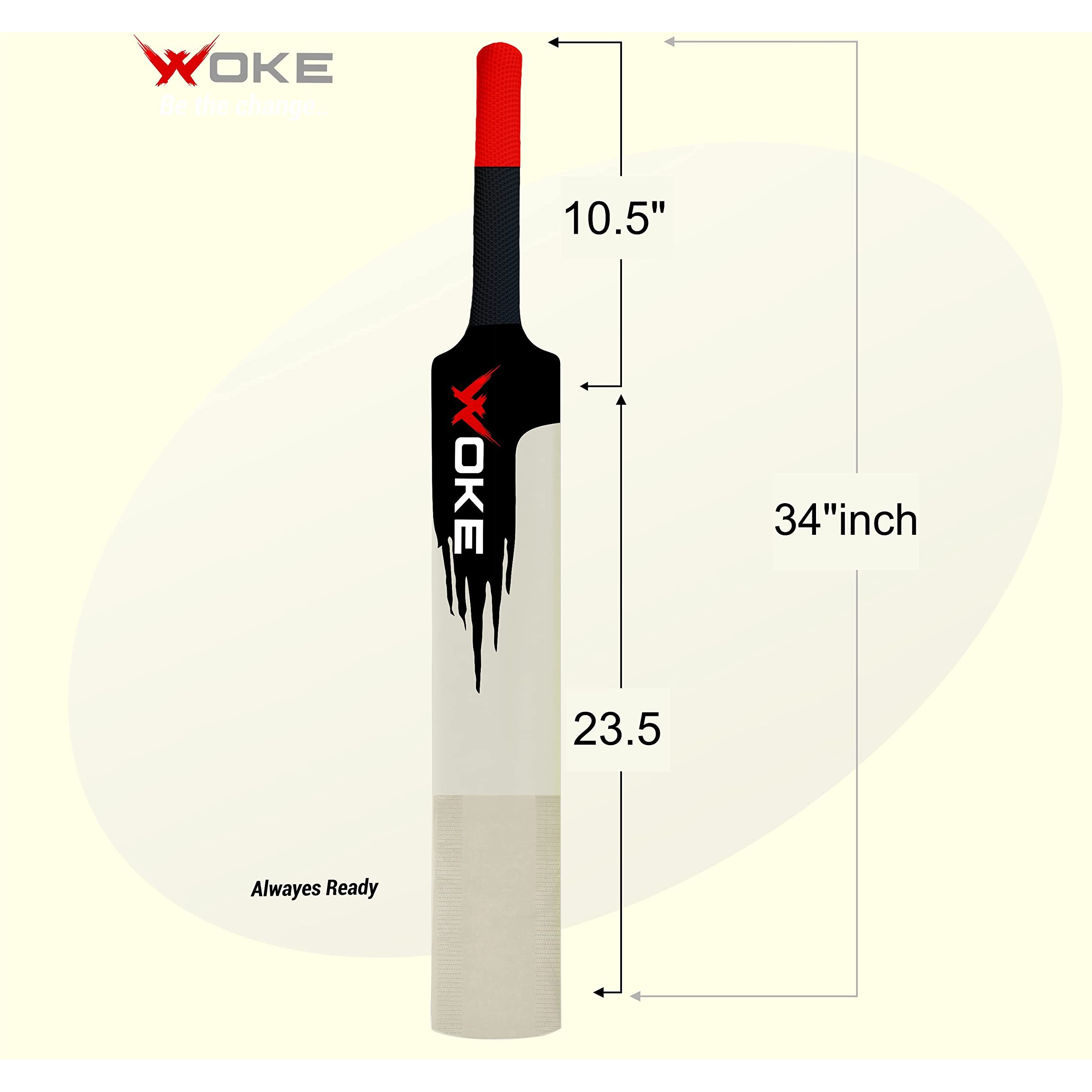 Woke Stalwart Heavy Duty Plastic Cricket Bat,Full Size (34 X 4.5inches) Premium Bat for All Age Groups  Kids/Boys/Girls/Adults (STALWART (Natural))