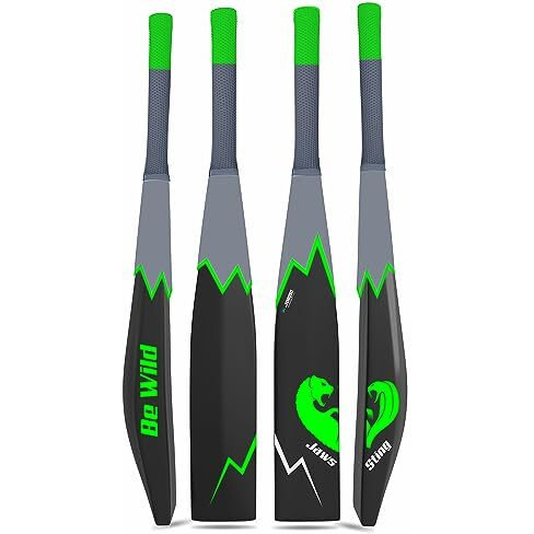 Jaspo Be Wild Heavy Duty Plastic Cricket Bat Full Plastic bat Hard Plastic Bat Cricket bat Full Size for All Age Groups  Kids Boys Girls Adults(Black Green)
