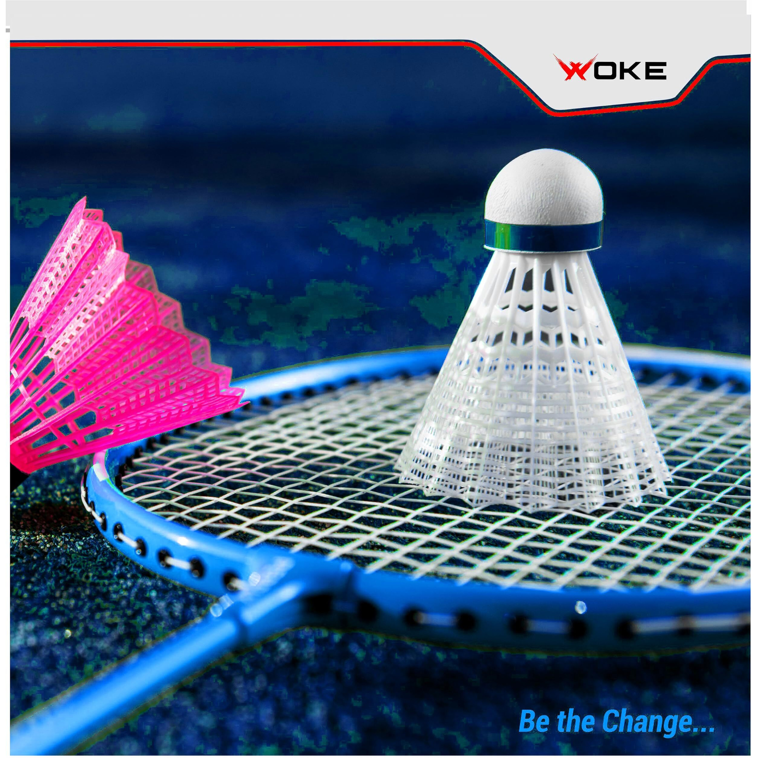 Woke XLS900 Badminton Racket Set Oval Aluminum Head Shape, high Tempered Steel Shape with Free 3 Birdie Feather Shuttlecocks,with String Tension, Suitable for All Ages Youth and Adults
