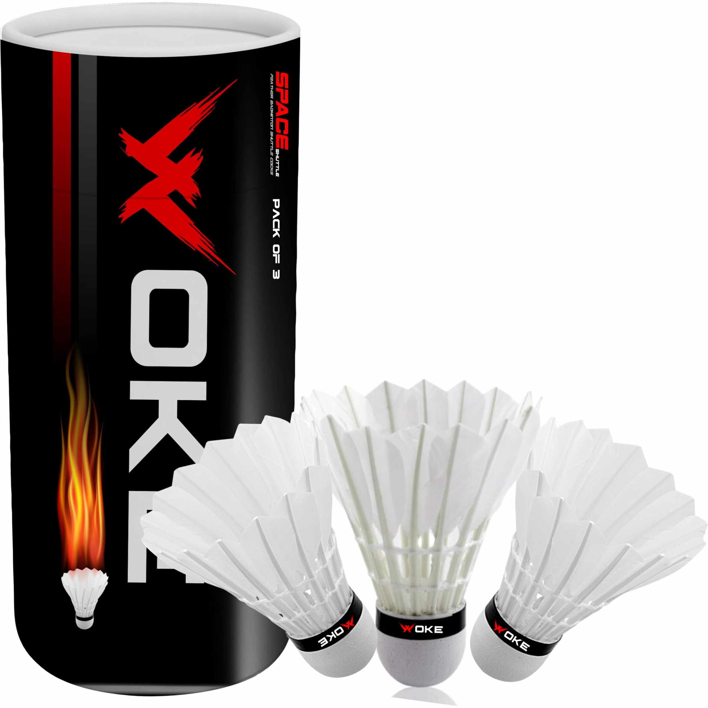 Woke Birdie Feather Badminton Shuttlecock (Set Of 3Pcs) Ideal For Tournaments,Professional Practice, Indoor/Outdoor Games - White