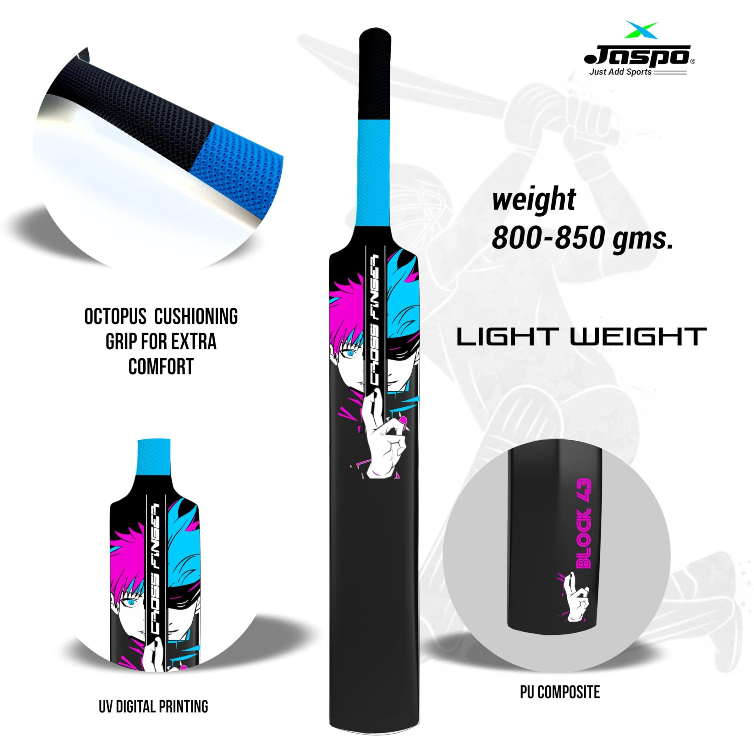 Jaspo Fumes Premium Tennis Plastic Cricket Full Size Bat (34 X 4.5 inch) for All Age Groups (Anime)