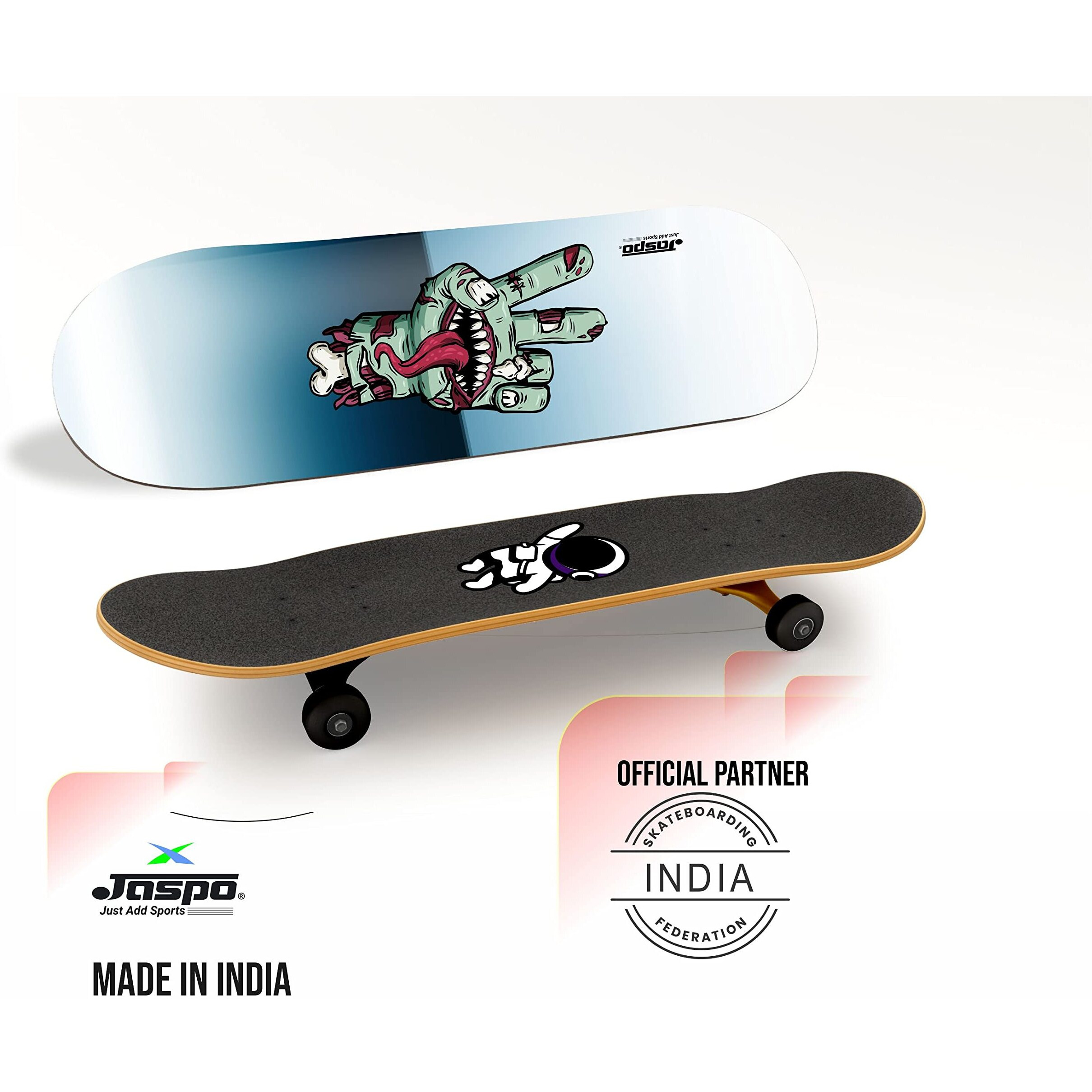 Jaspo Canadian Maple Skateboard (31X 8) inches Fully Assembled 7 Layer Canadian Maple Skateboard for Kids/Boys/Girls/Youth/Adults  Made in India (Snut)