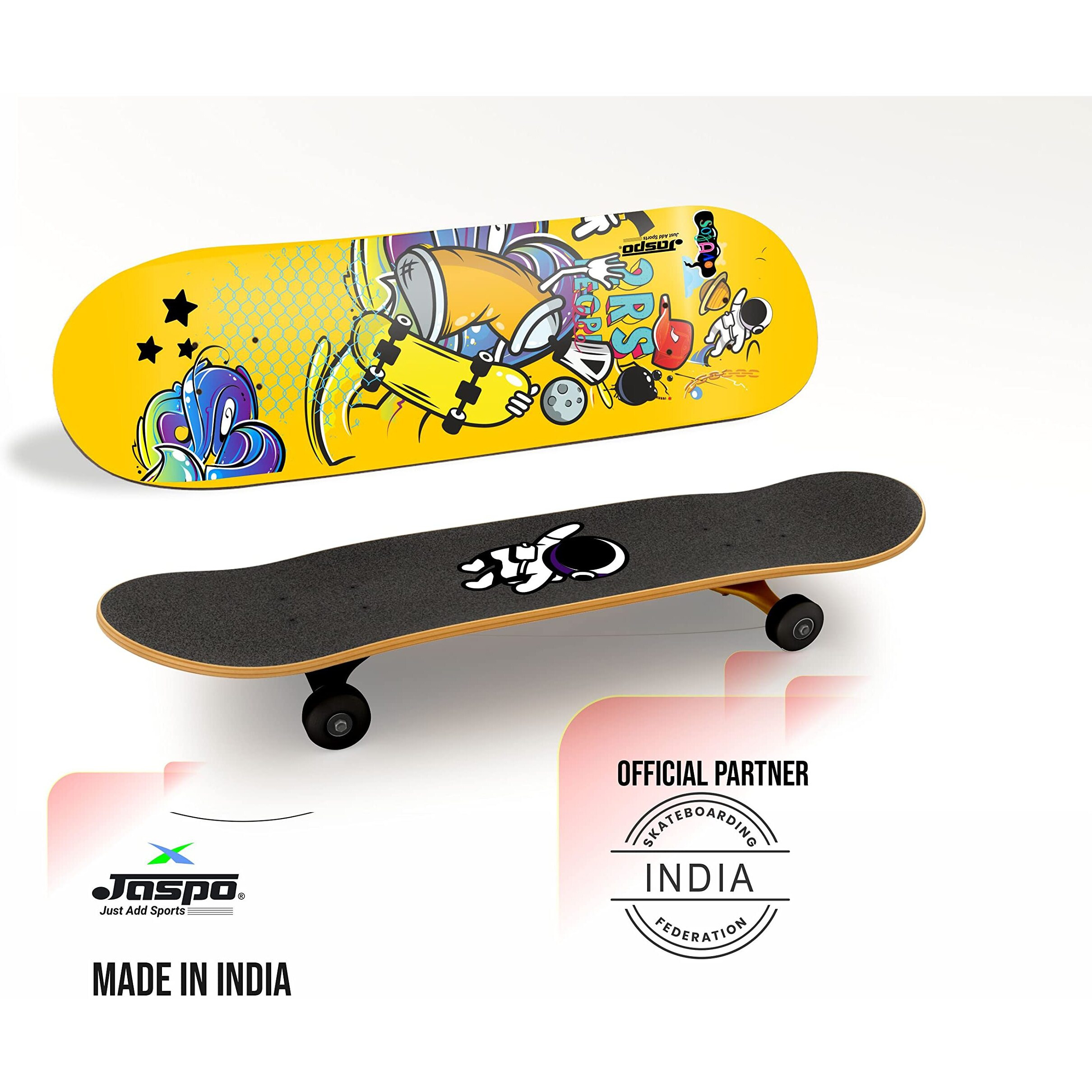 Jaspo Canadian Maple Skateboard (31X 8) inches Fully Assembled 7 Layer Canadian Maple Skateboard for Kids/Boys/Girls/Youth/Adults  Made in India (Cross Links)