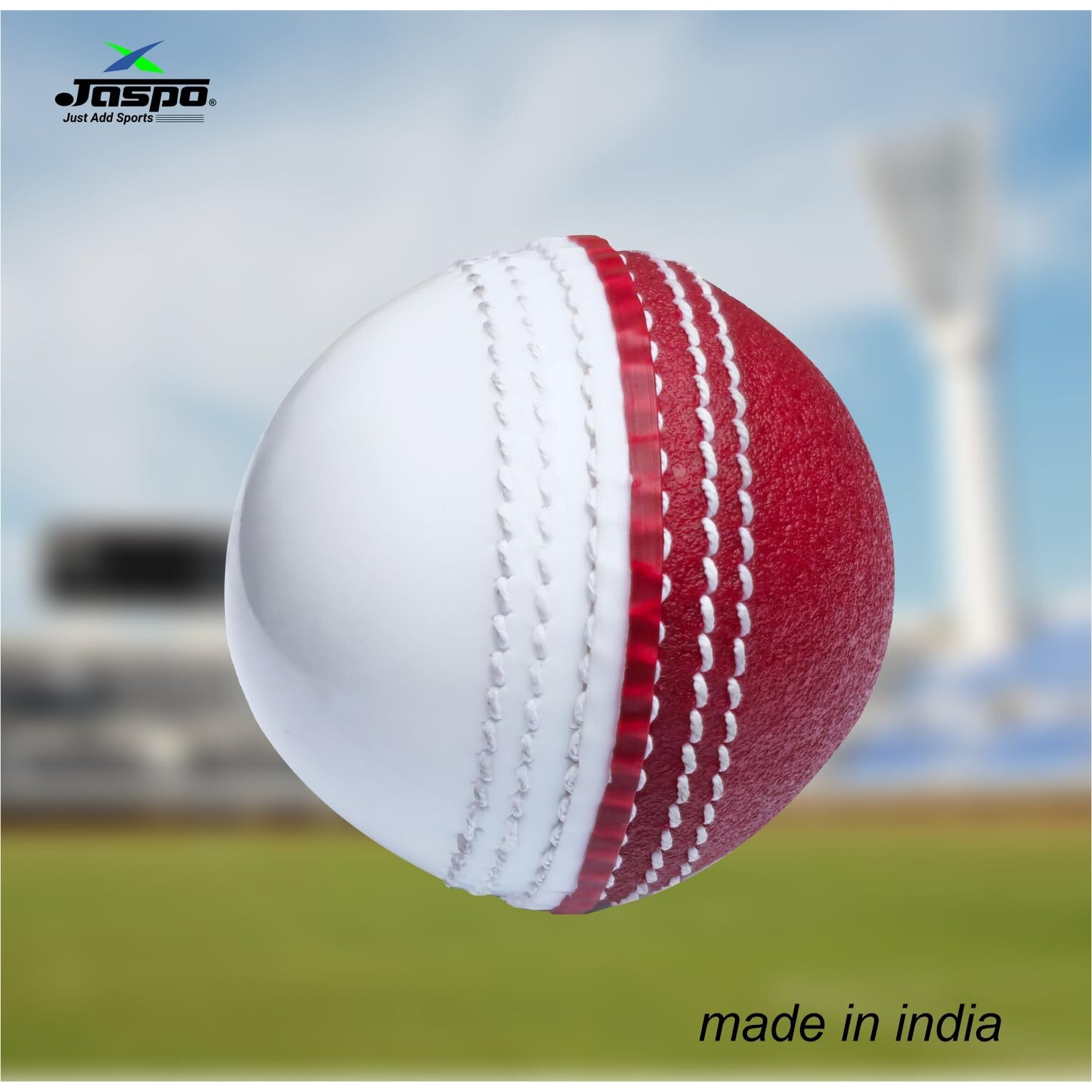 jaspo Rugged Dual-Color incredi Cricket Ball - Red & White, Nylon Stitched, PVC Exterior, High-Rebound PU Core - Ideal for Training & Matches (Dual Colour-Ball (Pack of 1))
