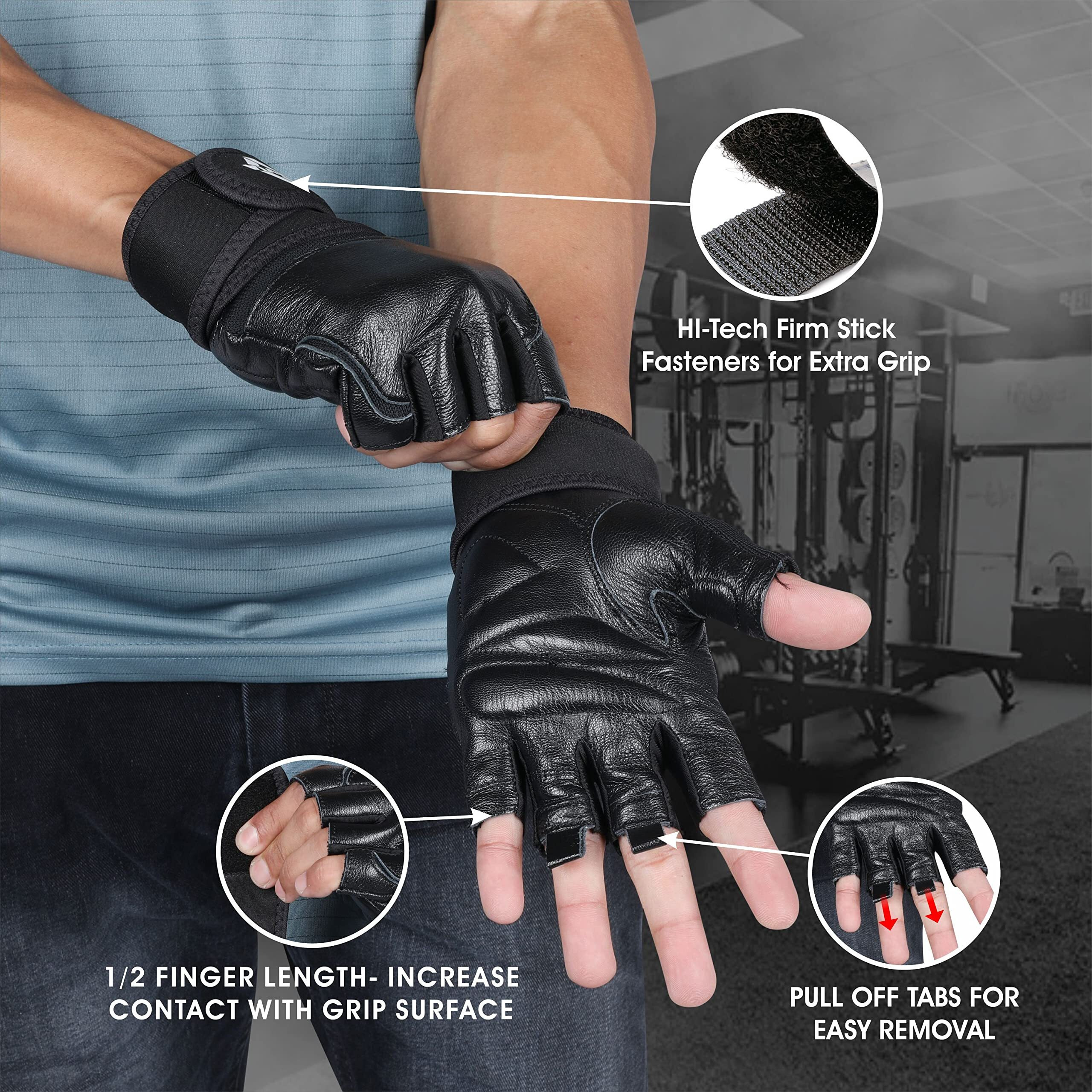 Nivia Venom 709M Leather Gym Gloves, Medium (Black)