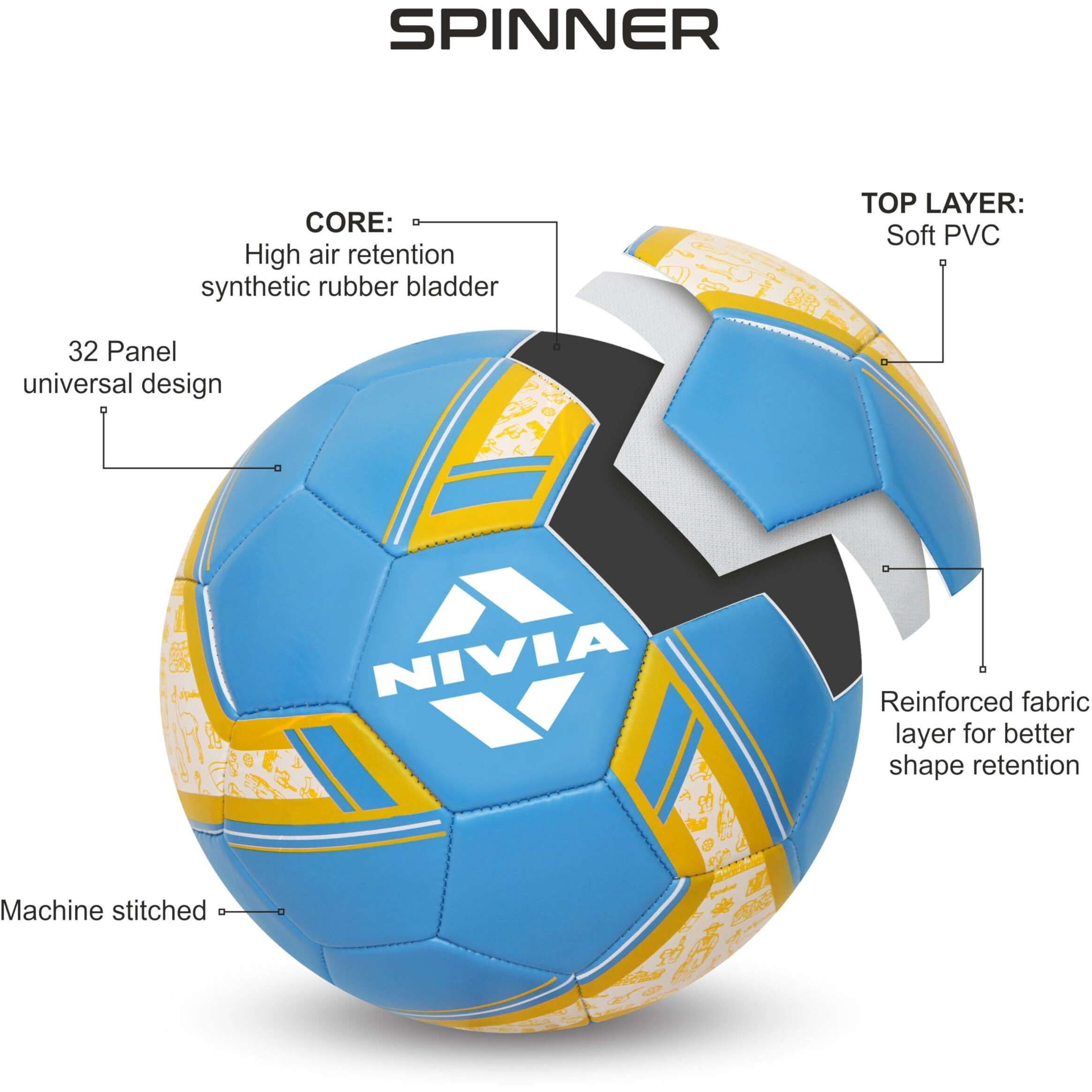 NIVIA SPINNER MACHINE STITCHED FOOTBALL SIZE -5 (ARGENTINA )