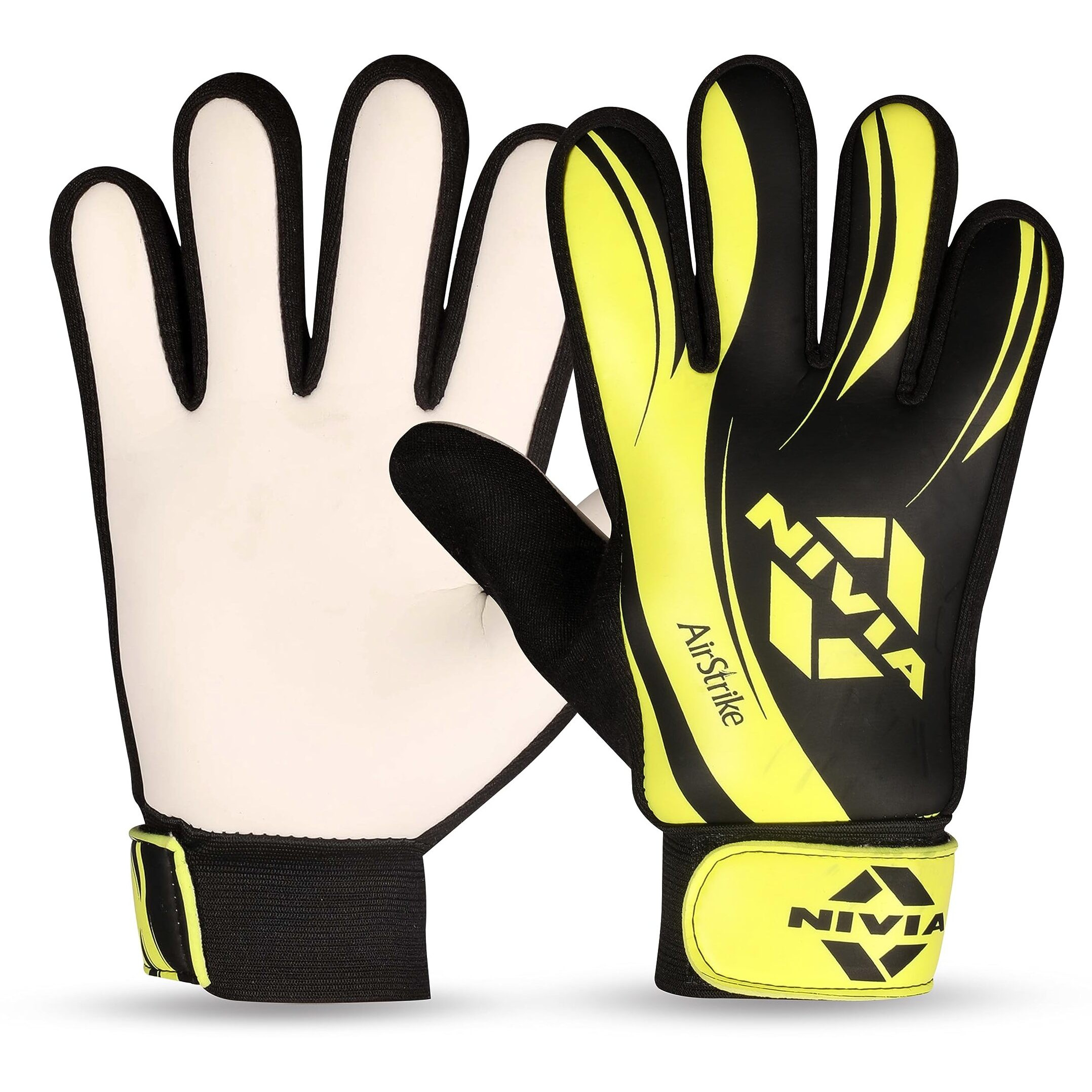 Nivia Air Strike Goalkeeper Gloves For Men&Women, for football, for soccer, goalkeeping glove, goalkeeper gloves with grip, Football hand gloves, goalkeeper gloves, Football hand glove(Black/Green)XL