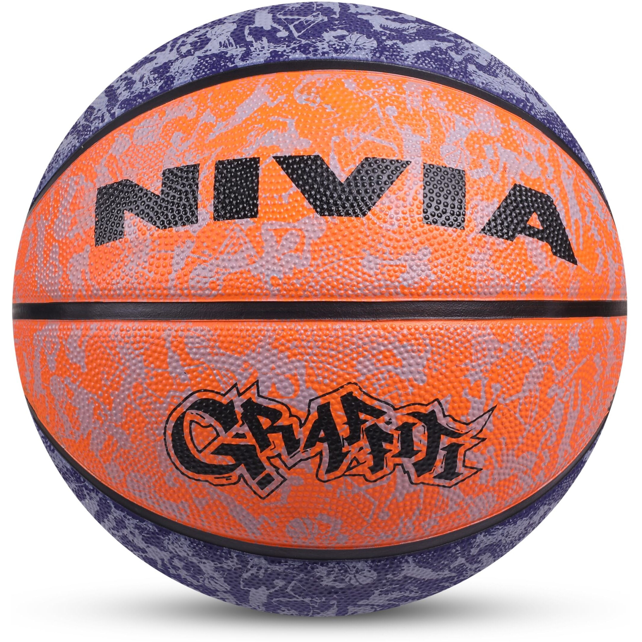 Nivia Graffiti Basketball/Material Rubber/Rubberized Moulded/Panel 8/Suitable for Indoors Matches/Size - 7 (Blue/Orange)