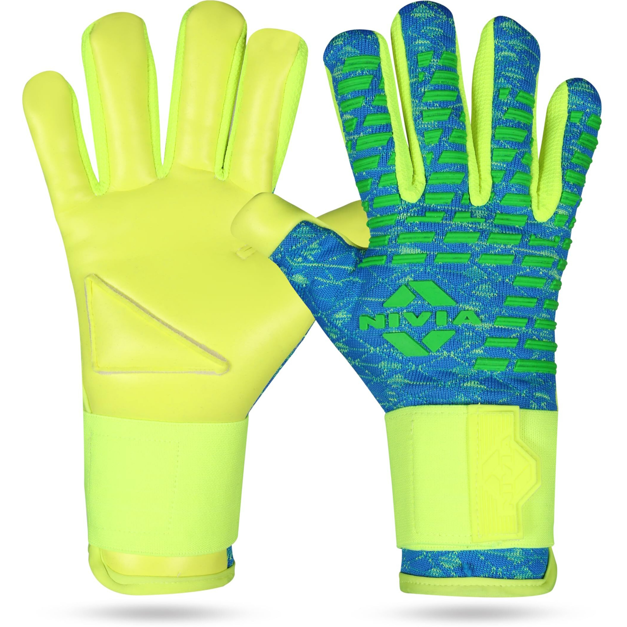 Nivia Latex Ashtang GoalKeeper Gloves, Small (SkyBlue/F.Green)