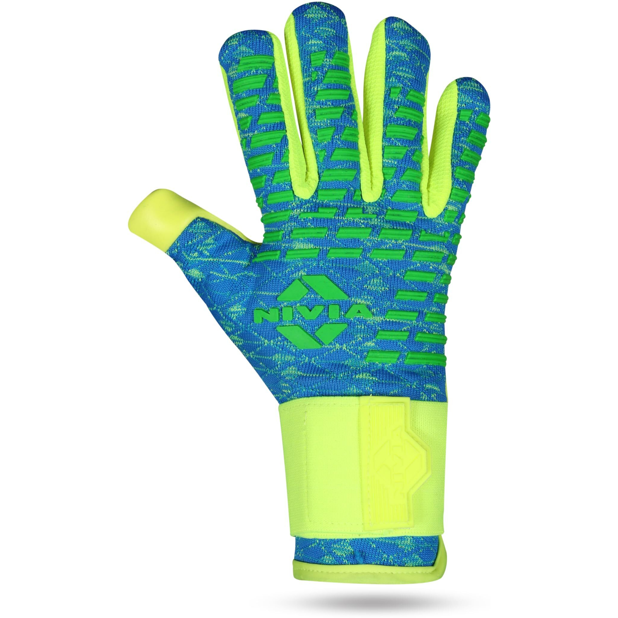 Nivia Latex Ashtang GoalKeeper Gloves, Small (SkyBlue/F.Green)