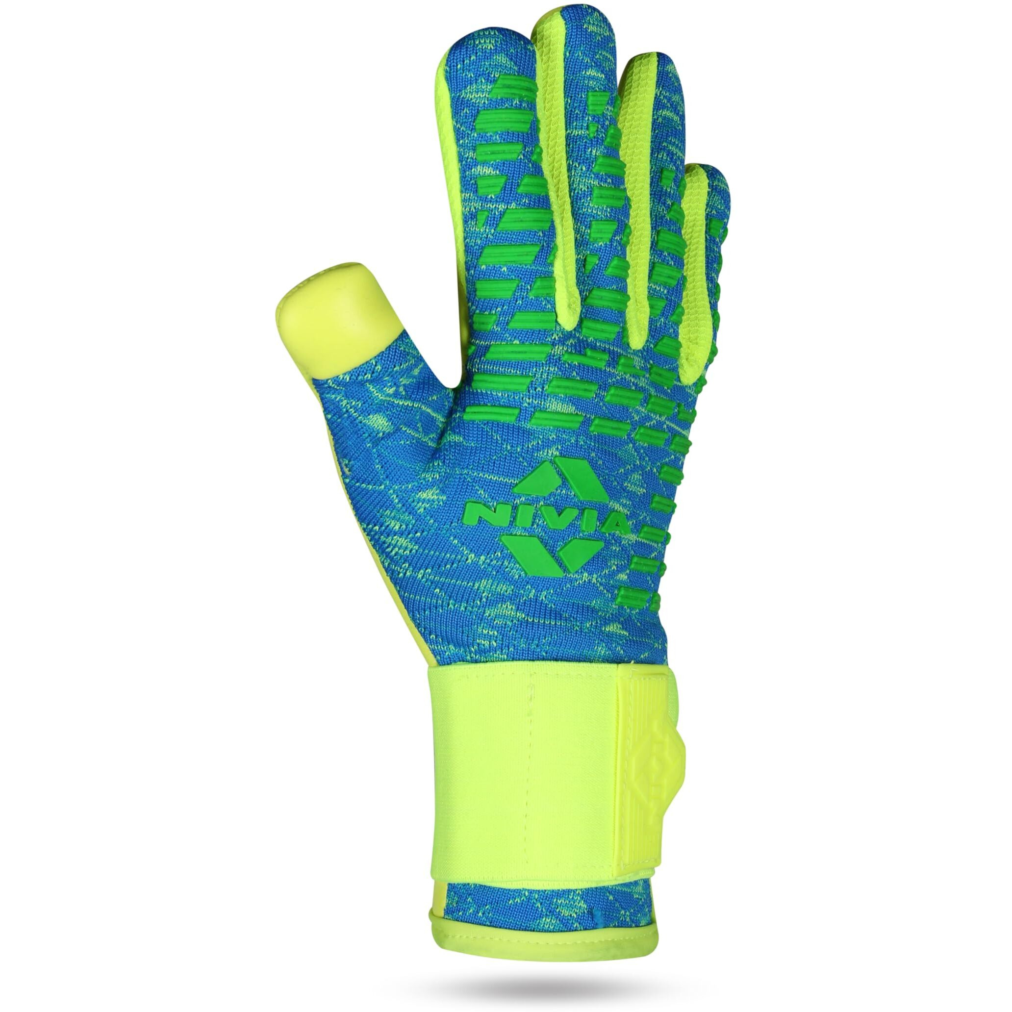 Nivia Latex Ashtang GoalKeeper Gloves, Small (SkyBlue/F.Green)