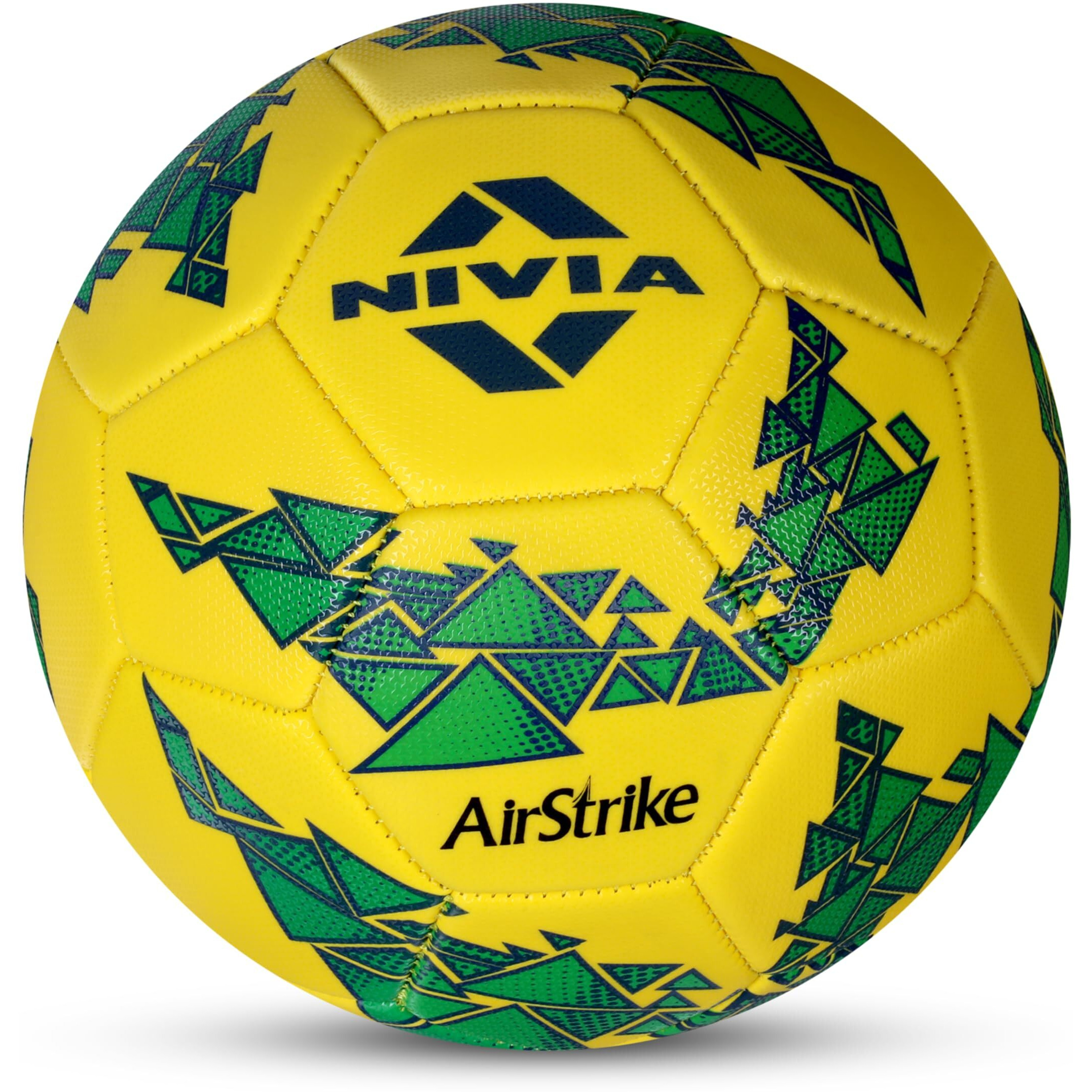 Nivia Air Strike Football, 32 Panel, Foamed PVC Stitched, Grassy Ground Hobby Playing Football, Football for Men and Women, Size -5 (Yellow)