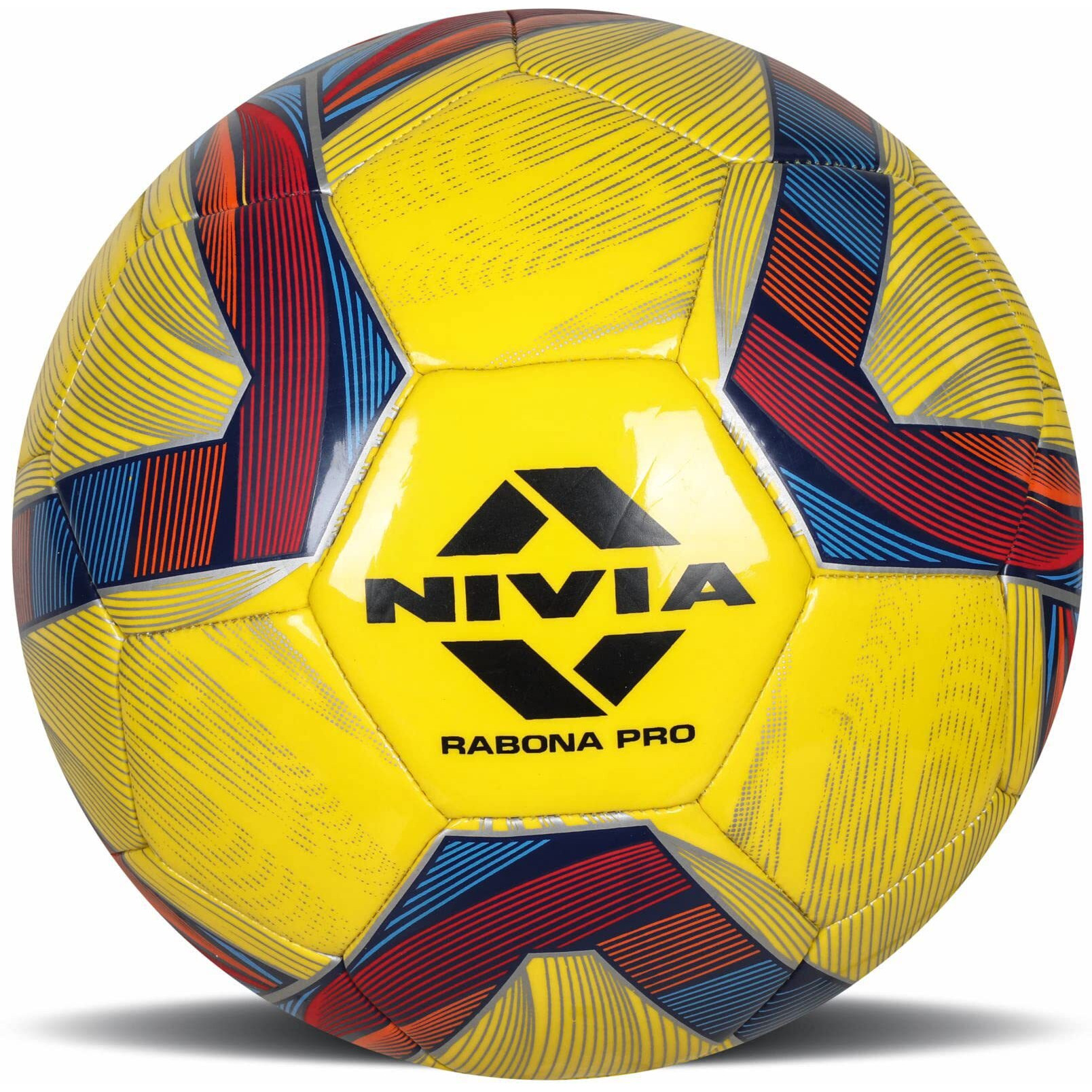 Nivia Rabona Pro Football/TPU Stitched/32 Panel/Suitable for Soft & Dry Ground/International Match Ball/FIFA Basic Football for Men/Women (Yellow) Size-5
