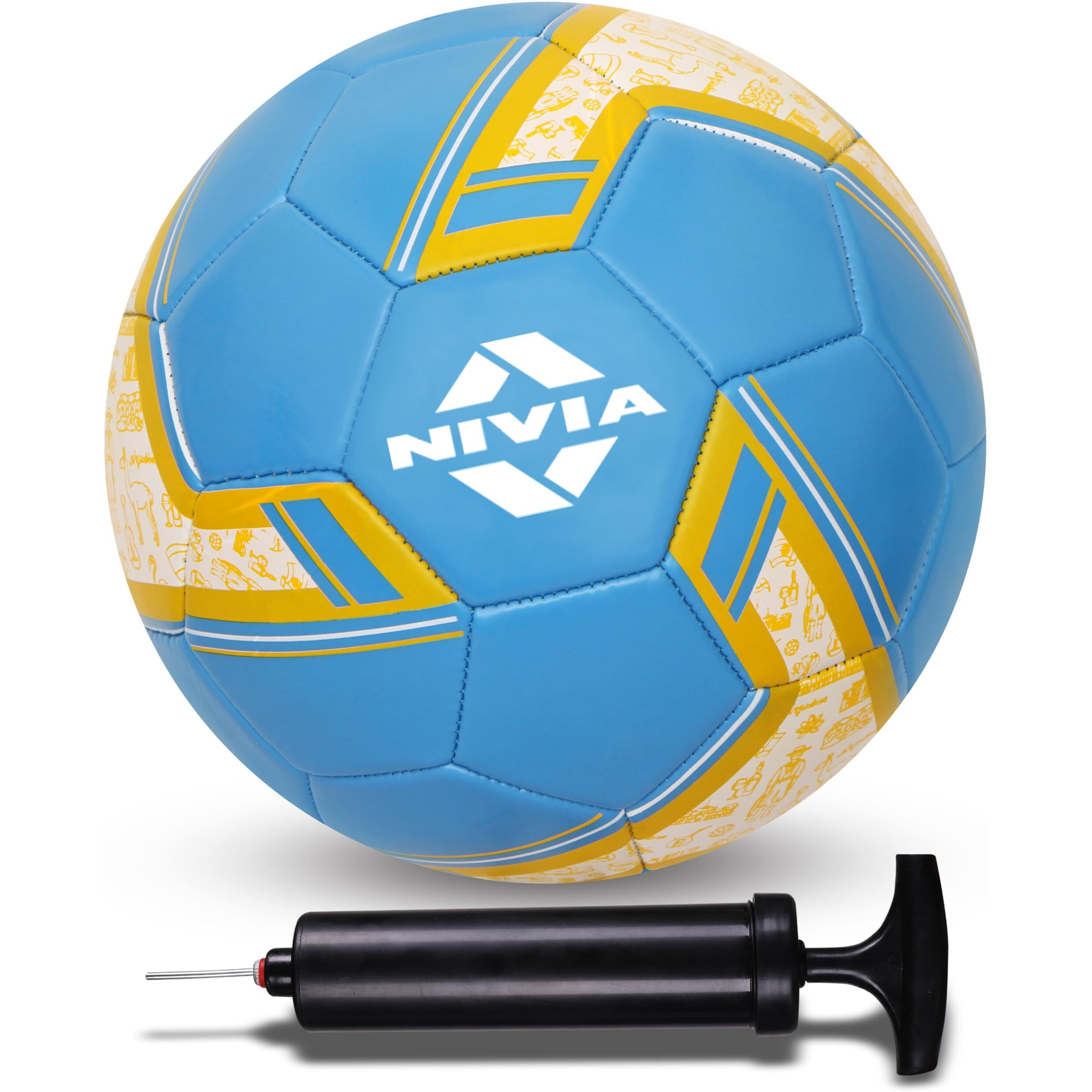 Nivia Spinner Machine Stitched Football with Ball Pump 6  Combo Size -5 (Argentina)