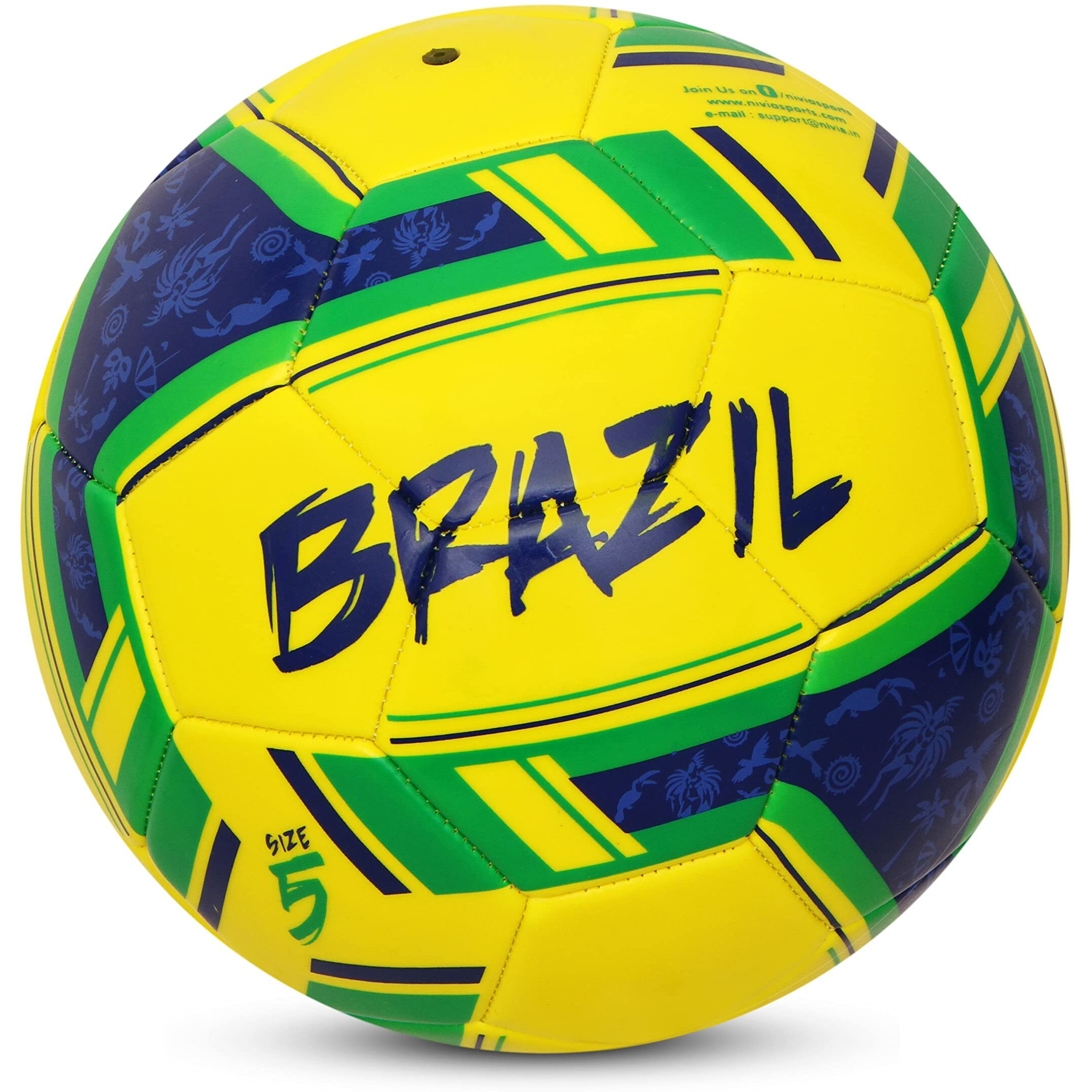 Nivia Spinner Machine Stitched Football with Ball Pump 6  Combo Size -5 (Brasil)