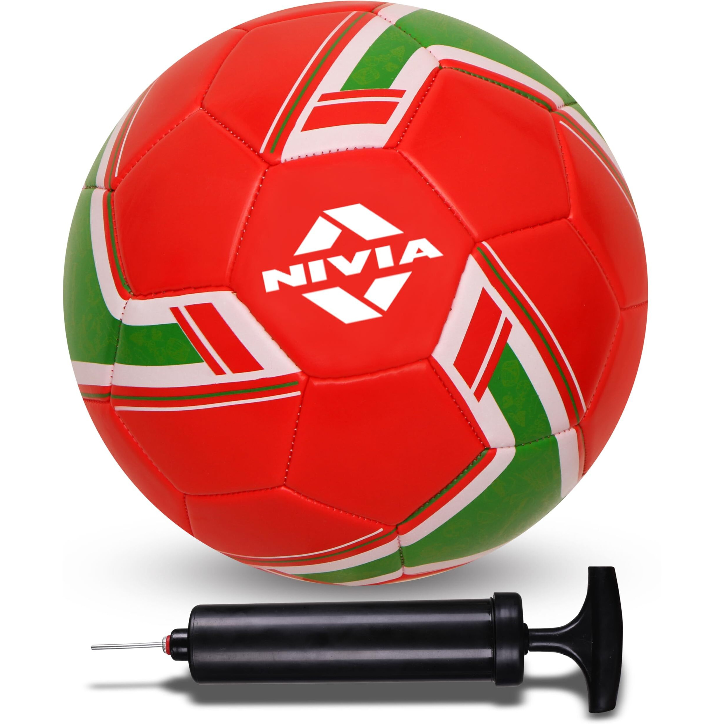 Nivia Spinner Machine Stitched Football Size -5 with Ball Pump 6  Combo (Portugal)