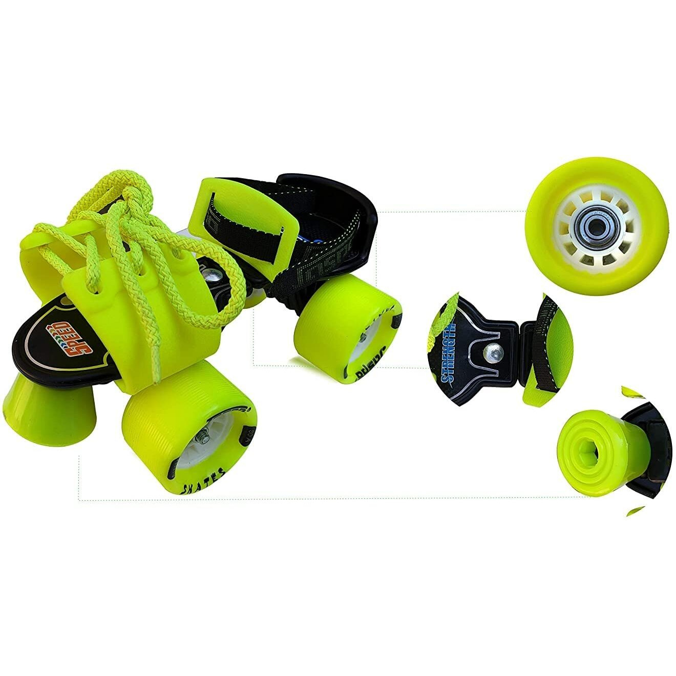 jaspo Unisex Storm Pro Superior Senior Skates Combo (Skates+Helmet+Knee+Elbow+Wrist) Suitable For Age Upto 6 To 14 Years, Outdoor wheel, YELLOW