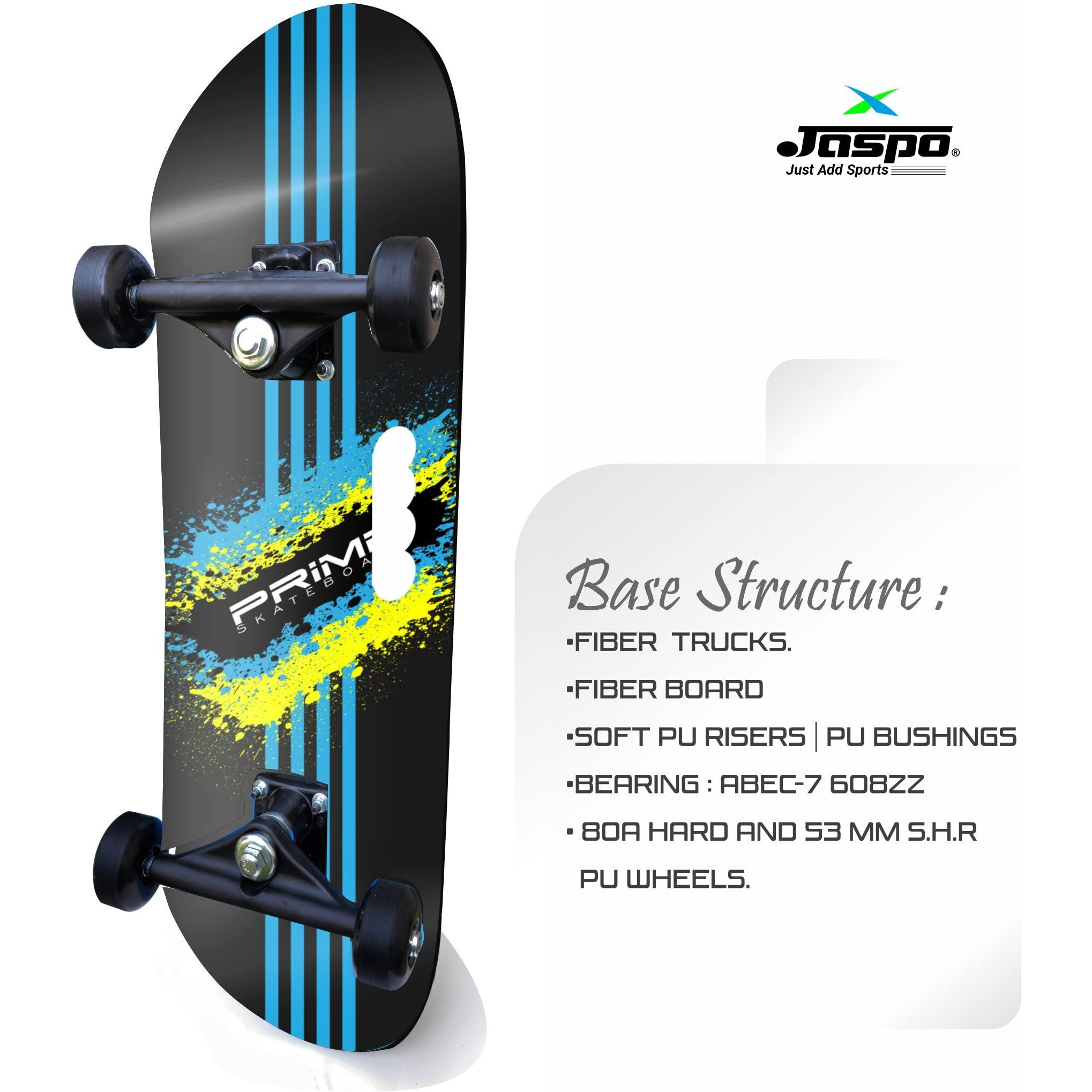 Jaspo Hurricane Speedex (27  * 7.75 ) Fiber Skateboard Suitable for Age Group Above 7 Years, Fibreglass, Green