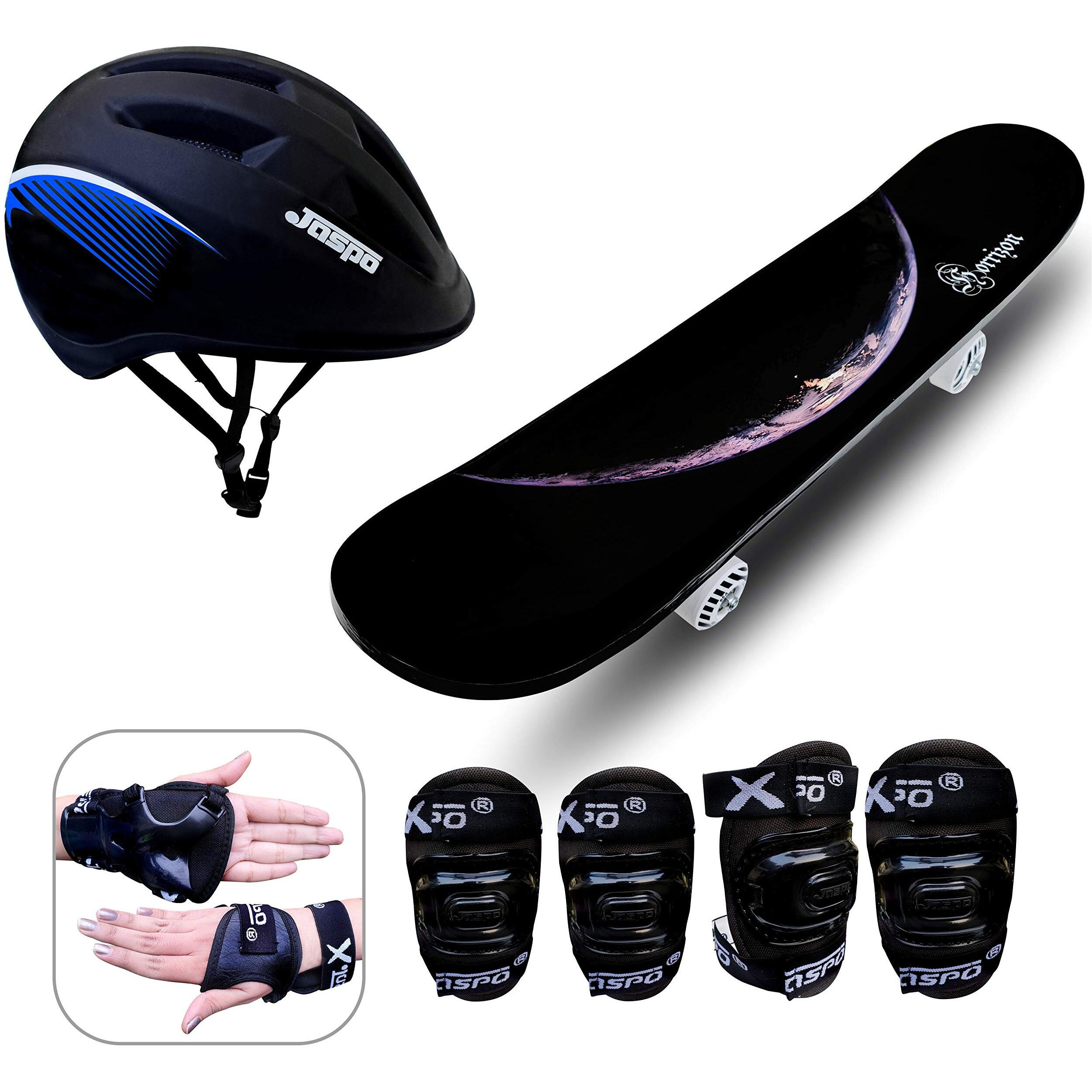 Jaspo New Horizon Pro Junior Skateboard Combo (18*5 ) (Skateboard+hemet+elbow+knee+wrist) (for age group upto 6 years)