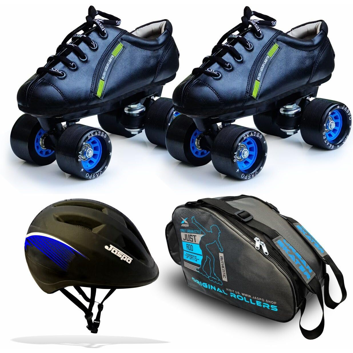 Jaspo Hail Stone Dual Shoe Skate Combo (Shoe Skates+ Helmet+Bag) (Size-3 UK(Age 9-10 yrs))