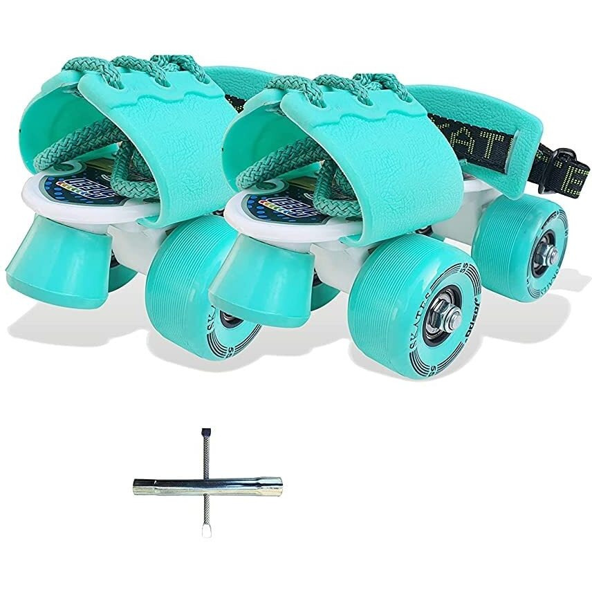 jaspo Unisex G-Force Adjustable Outdoor Wheel Roller Skates (Cyan, Junior (Up To 5 Years Age Group)