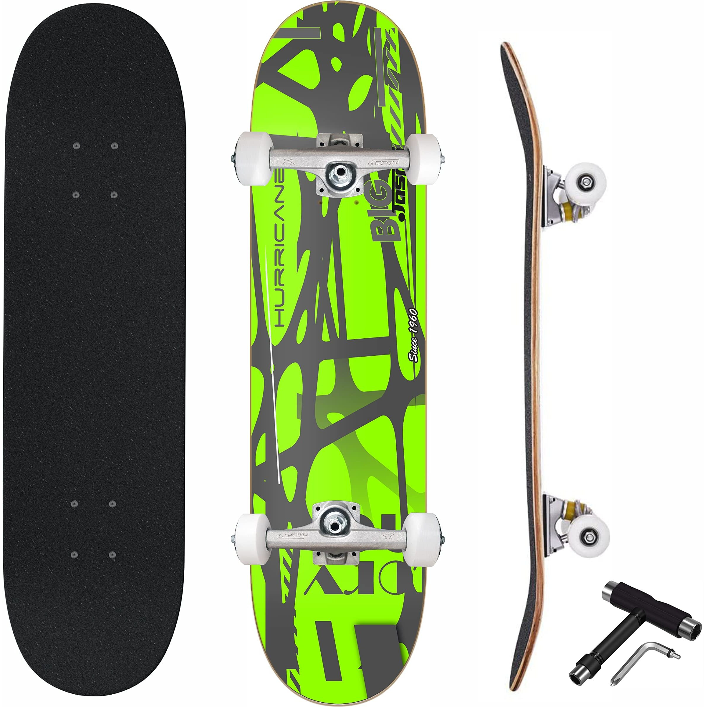 Jaspo Big Bang 7 Layer Teak Wood Skateboard (31X8) Double Kick Concave Design (Suitable for Age Group Above 8 Years)-Made in India.