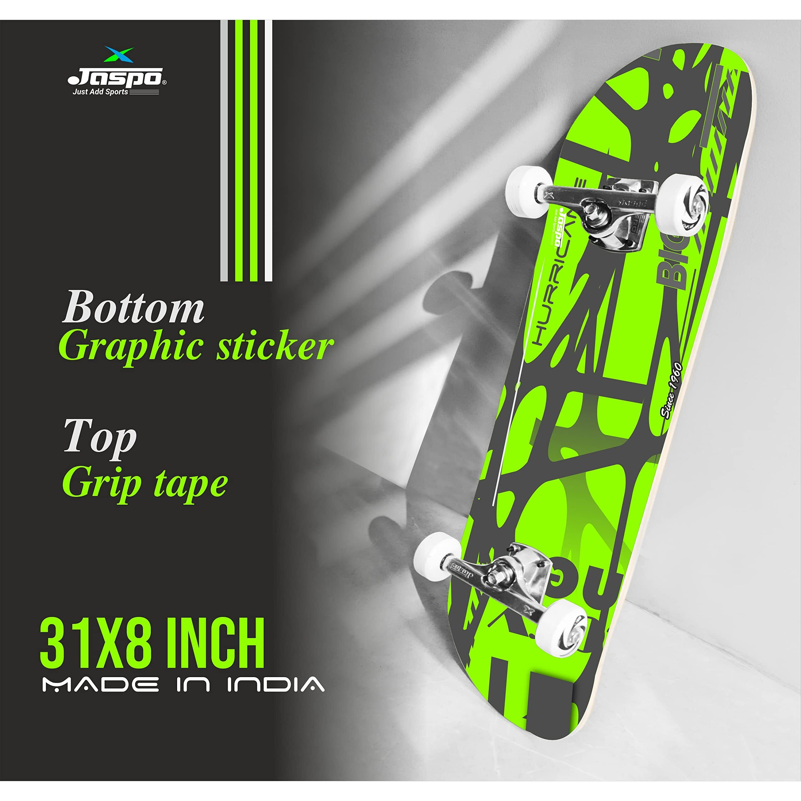 Jaspo Big Bang 7 Layer Teak Wood Skateboard (31X8) Double Kick Concave Design (Suitable for Age Group Above 8 Years)-Made in India.