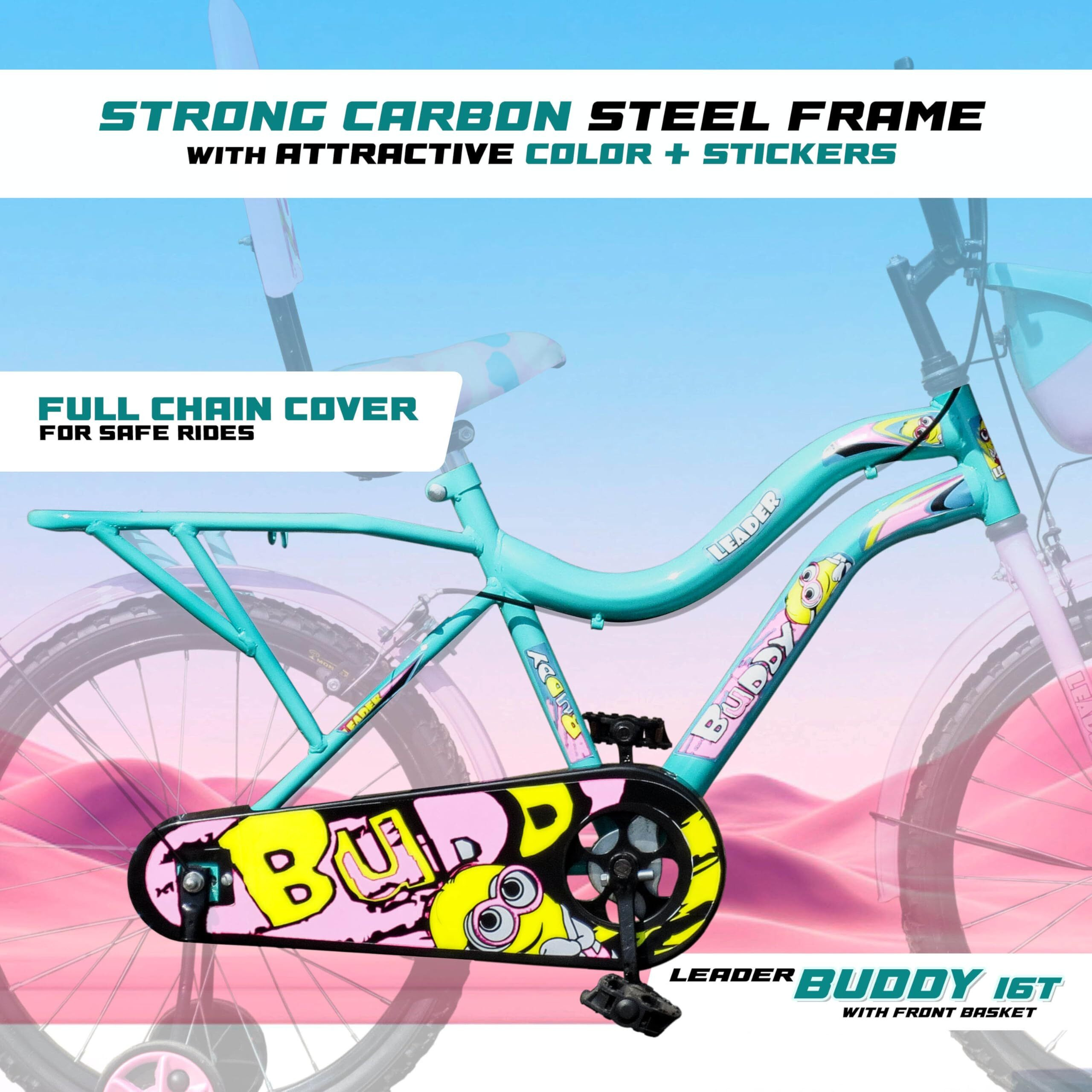 Leader Buddy 16T Sea Green/Light Pink Colour Cycle for Kids/Age Group 5-8 Years