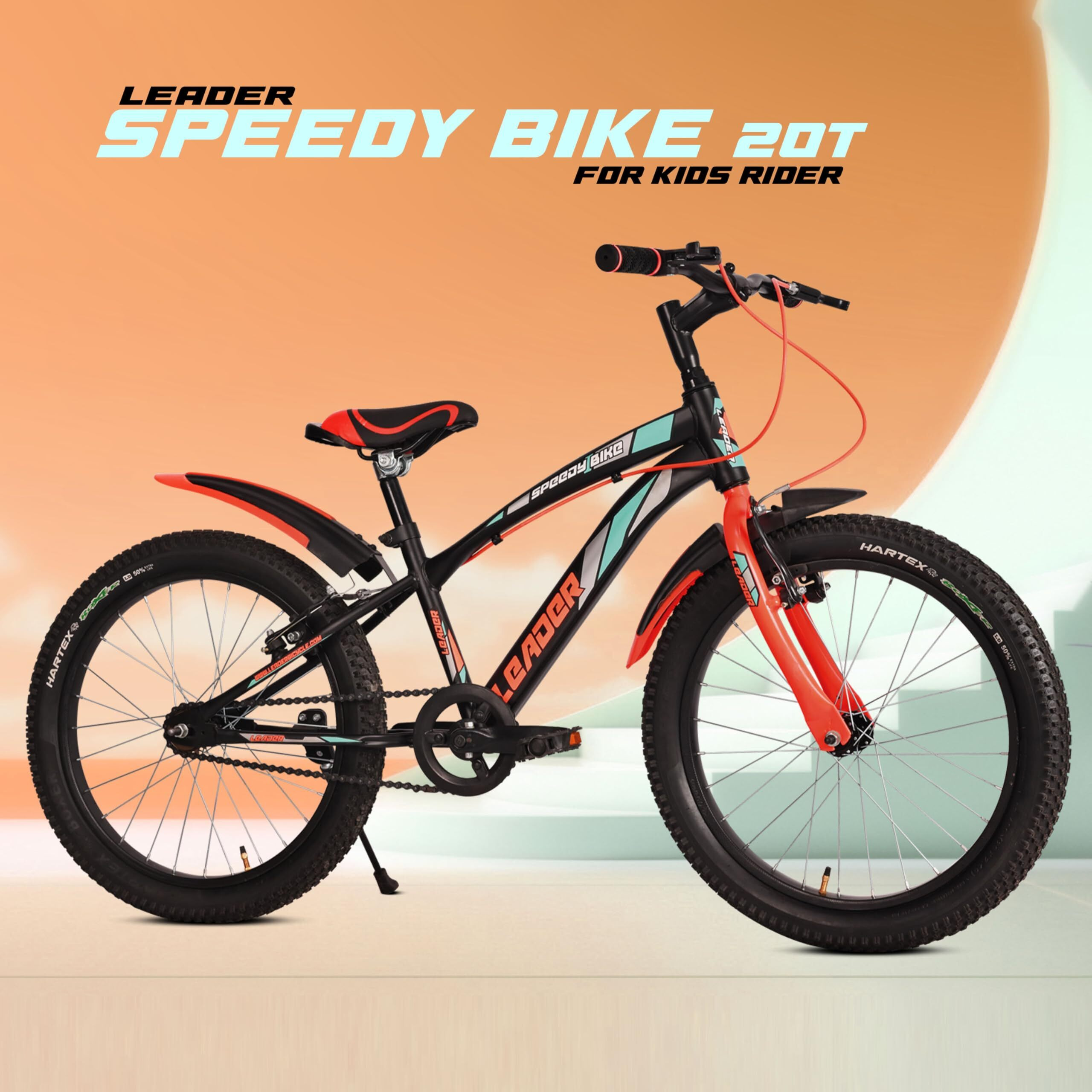 Leader Speedy Bike 20T Kids Cycle for Age 6 to 9 Years (Black/Orange) | Frame Size 12  | Unisex Cycle
