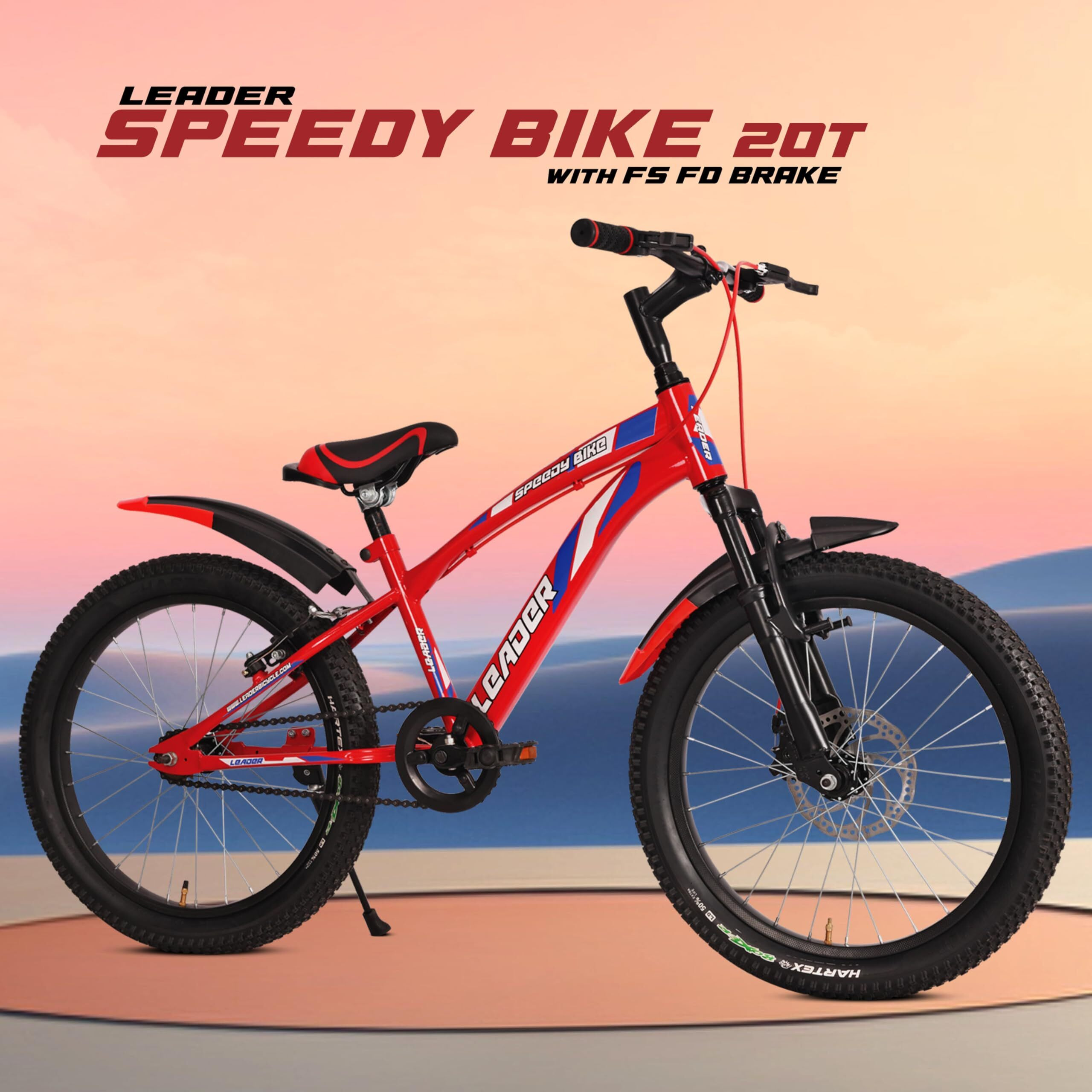 Leader Speedy Bike 20T Single Speed Kids Cycle with Front Suspension & Front Disc Brake Ideal for 7-10 Years Age