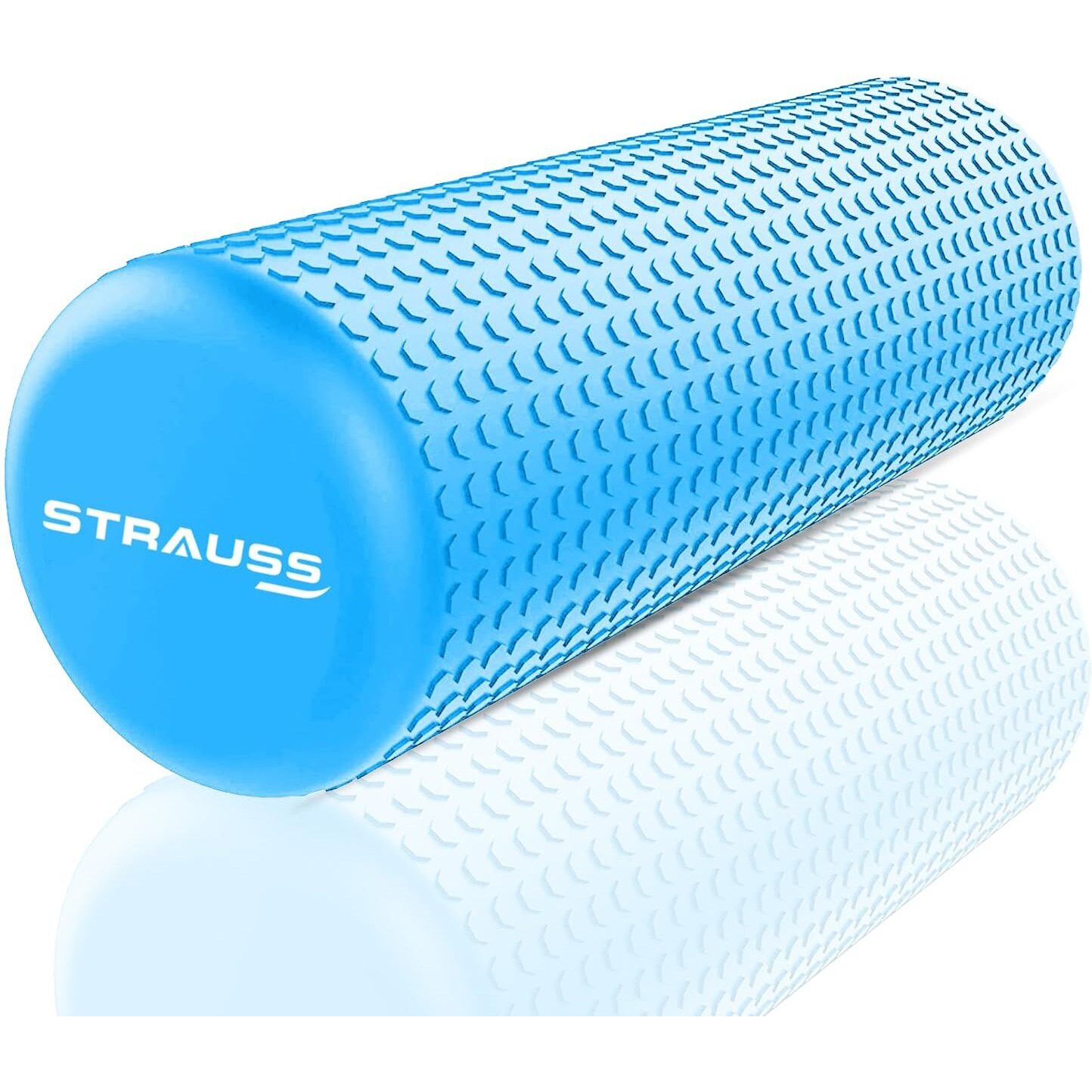 Strauss Yoga Foam Roller | Deep Tissue Massage Roller for Knee Exercise, Muscles Recovery & Physiotherapy | Home Gym Fitness Equipment for Full Body Relaxation and Flexibility | 30cm,(Sky Blue)