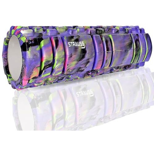 Strauss Deep Tissue Massage Foam Roller|High-Density Muscle Roller for Myofascial Release, Physical Therapy, Yoga, Pilates|Exercise Equipment for Deep Tissue Massage and Muscle Relief|45cm,(Purple)