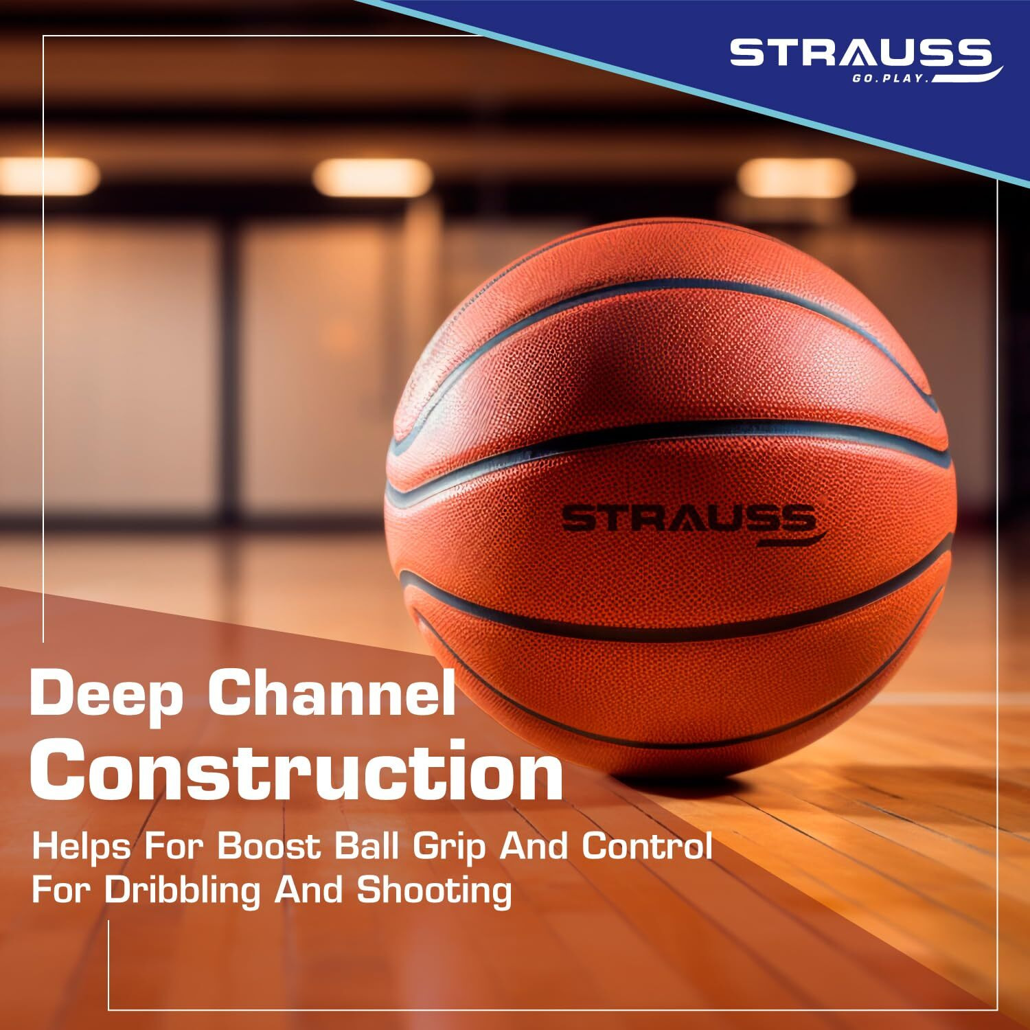 STRAUSS Official Basketball Size 7 |Professional Match Ball for Indoor & Outdoor Games & Training | Ideal for Kids & Adults | Ideal for Basketball Enthusiasts and Athletes | Suitable for All Surfaces