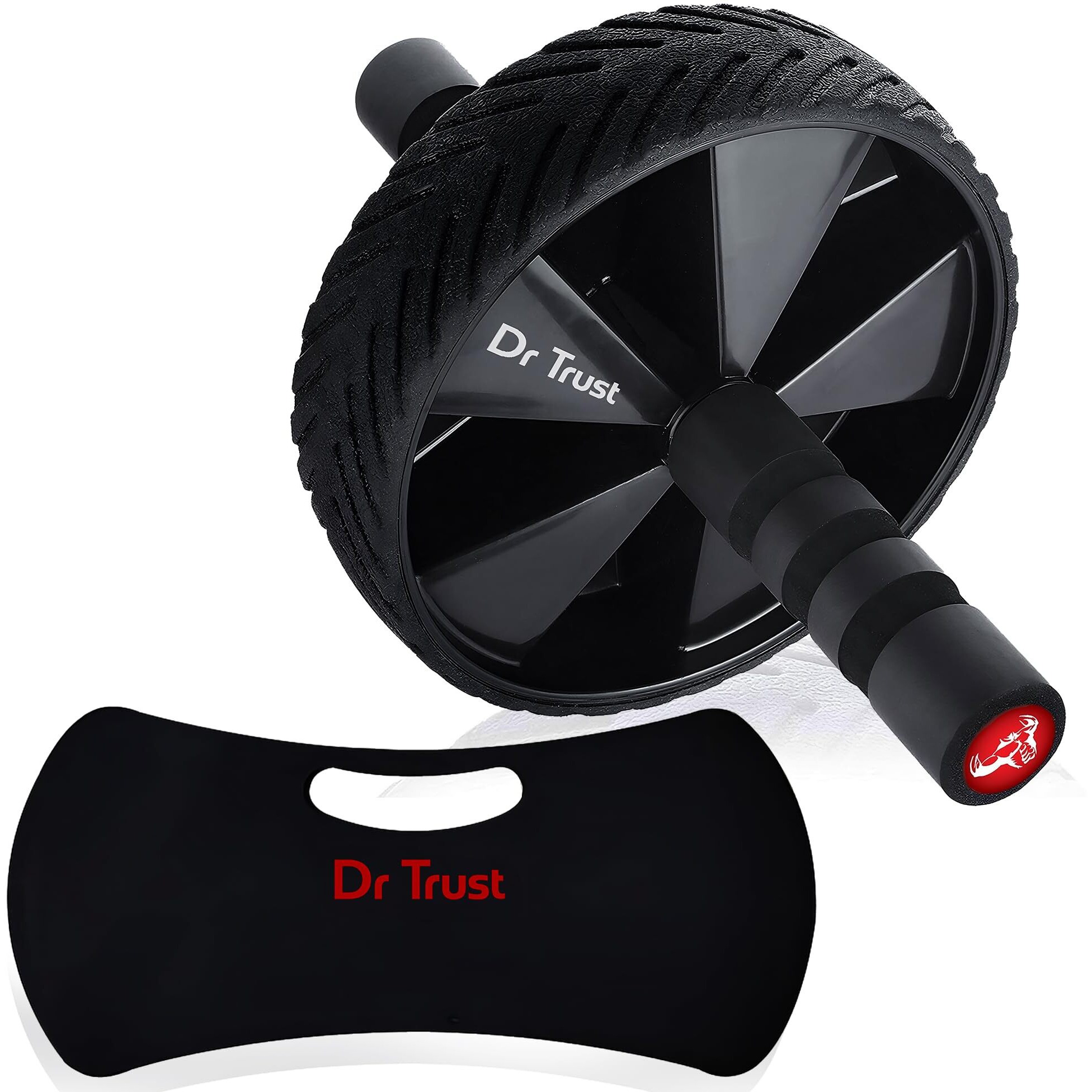 Dr Trust USA Ab Wheel Roller with Knee Mat for Men & Women Abs & Muscles Building, Core Workout, Professional Exercise Equipment for Full Body Toning with Strengthen Training -311 (Black)