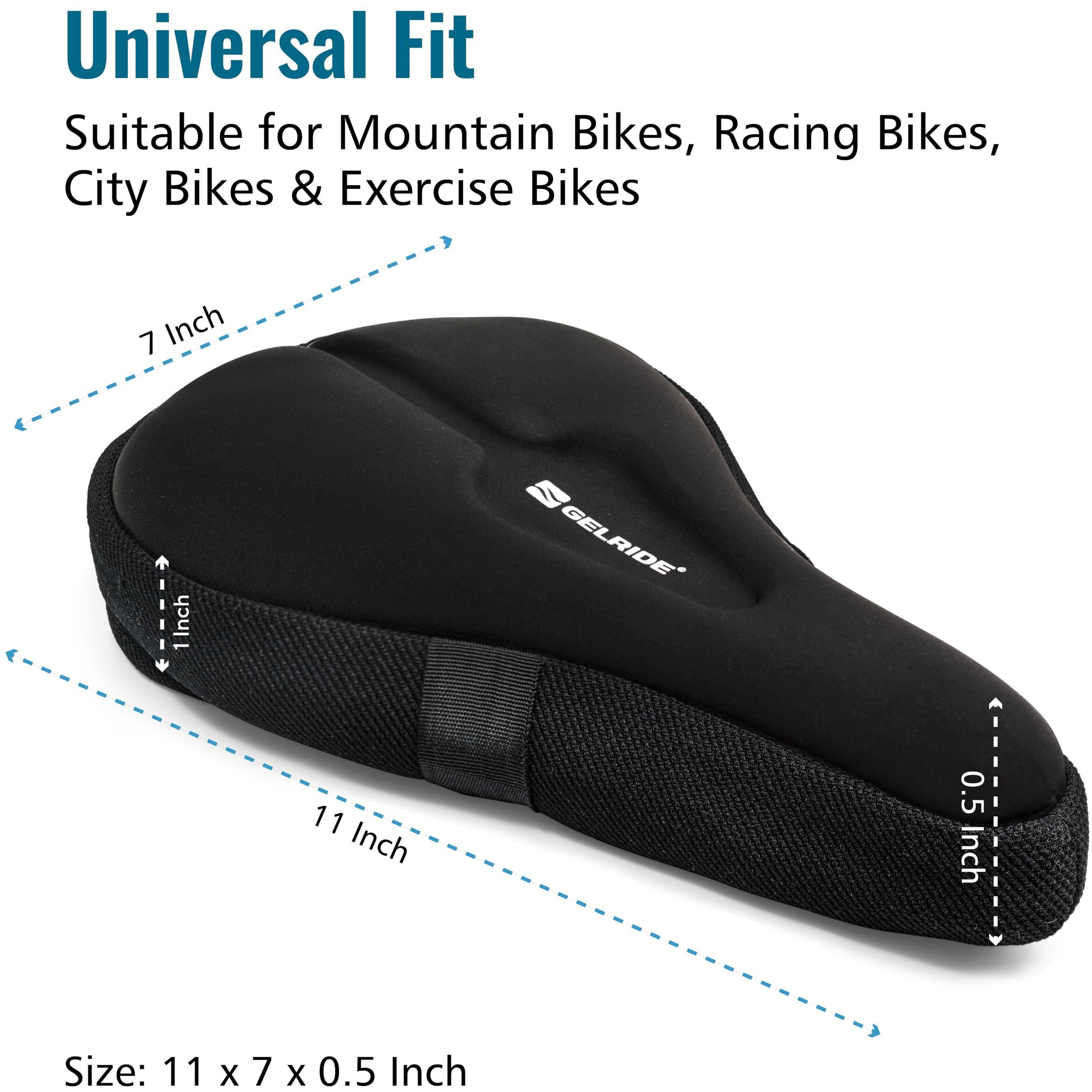 GELRIDE Advanced Gel Bicycle Saddle Seat Cushion Cover for Indoor Outdoor Cycling, Exercise Cycle - Soft and Washable, 100% Gel Material, Made in India