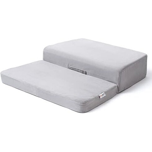 FOVERA Meditation Yoga Step Cushion - Foldable Portable Large Size Meditation Block, Light Weight, Easy to Carry with Premium Velvet Cover (Grey)